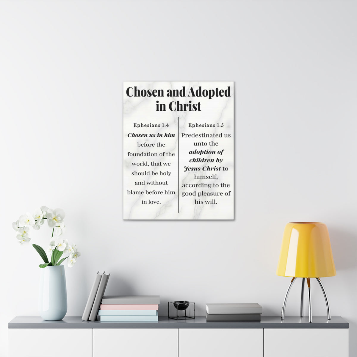 Scripture Walls Chosen and Adopted in Christ Ephesians 1:4-5 Bible Verse Canvas Christian Wall Art Ready to Hang Unframed-Express Your Love Gifts