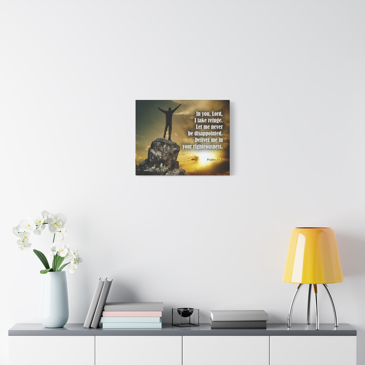 Scripture Canvas Never Be Disappointed Psalm 31:1 Christian Wall Art Bible Verse Print Ready to Hang-Express Your Love Gifts