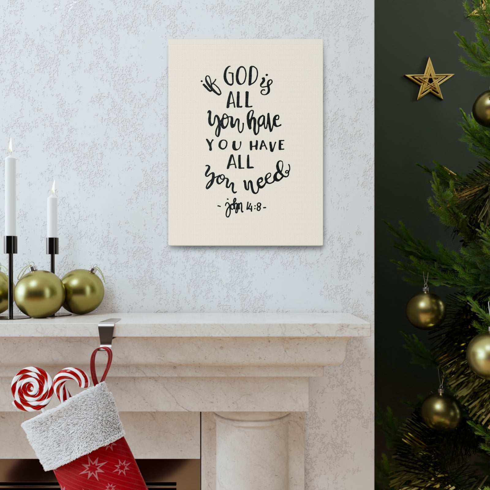 Scripture Canvas If God Is All You Have John 14:8 Christian Wall Art Bible Verse Print Ready To Hang-Express Your Love Gifts