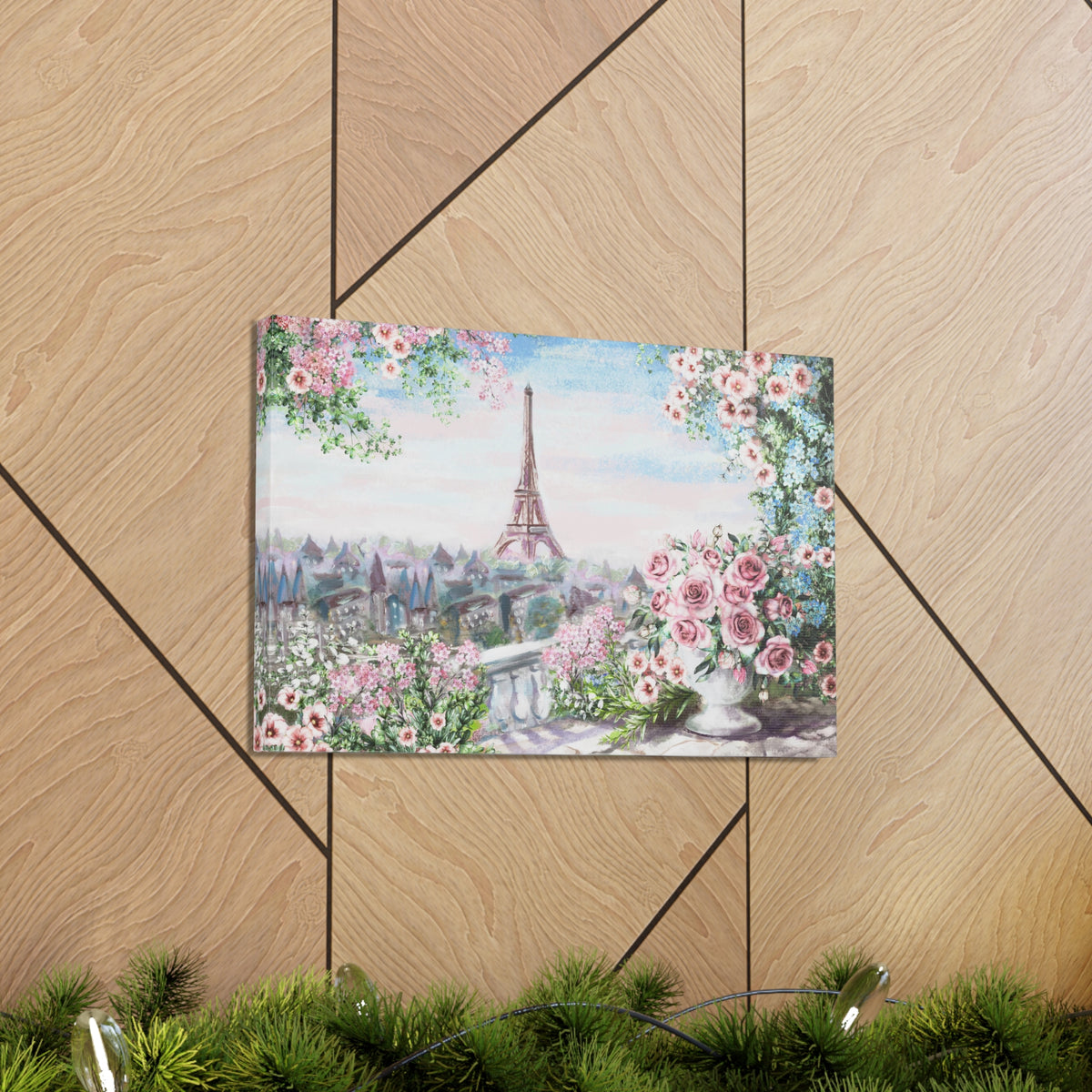 Paris Roses Pink Eiffel Tower France Canvas Artwork High-Quality Breathtaking French City for Home Decor Ready to Hang-Express Your Love Gifts