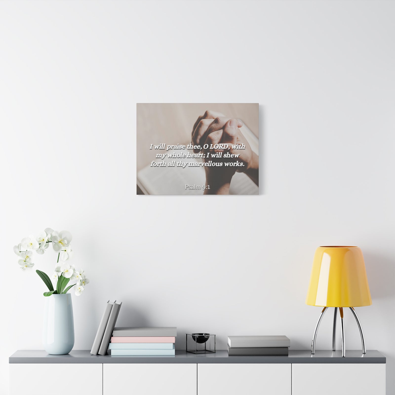 Scripture Canvas Marvelous Works Psalms 9:1 Christian Wall Art Bible Verse Print Ready to Hang-Express Your Love Gifts