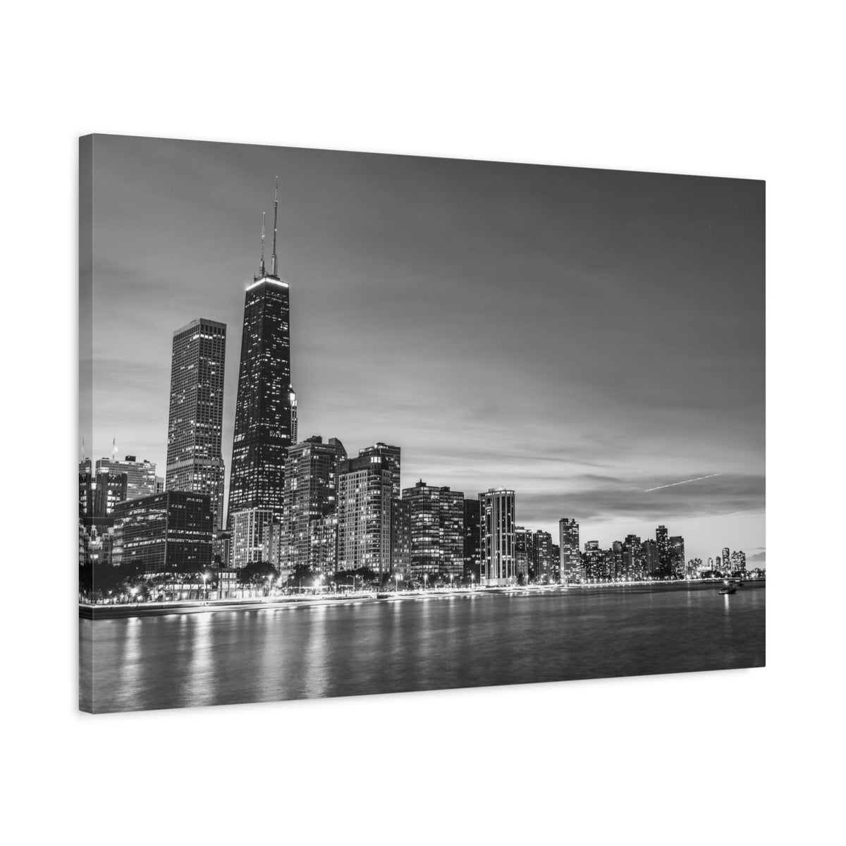 Chicago Black And White Skyline Canvas Artwork High-Quality Breathtaking Stunning Cityscape for Home Decor Ready to Hang-Express Your Love Gifts