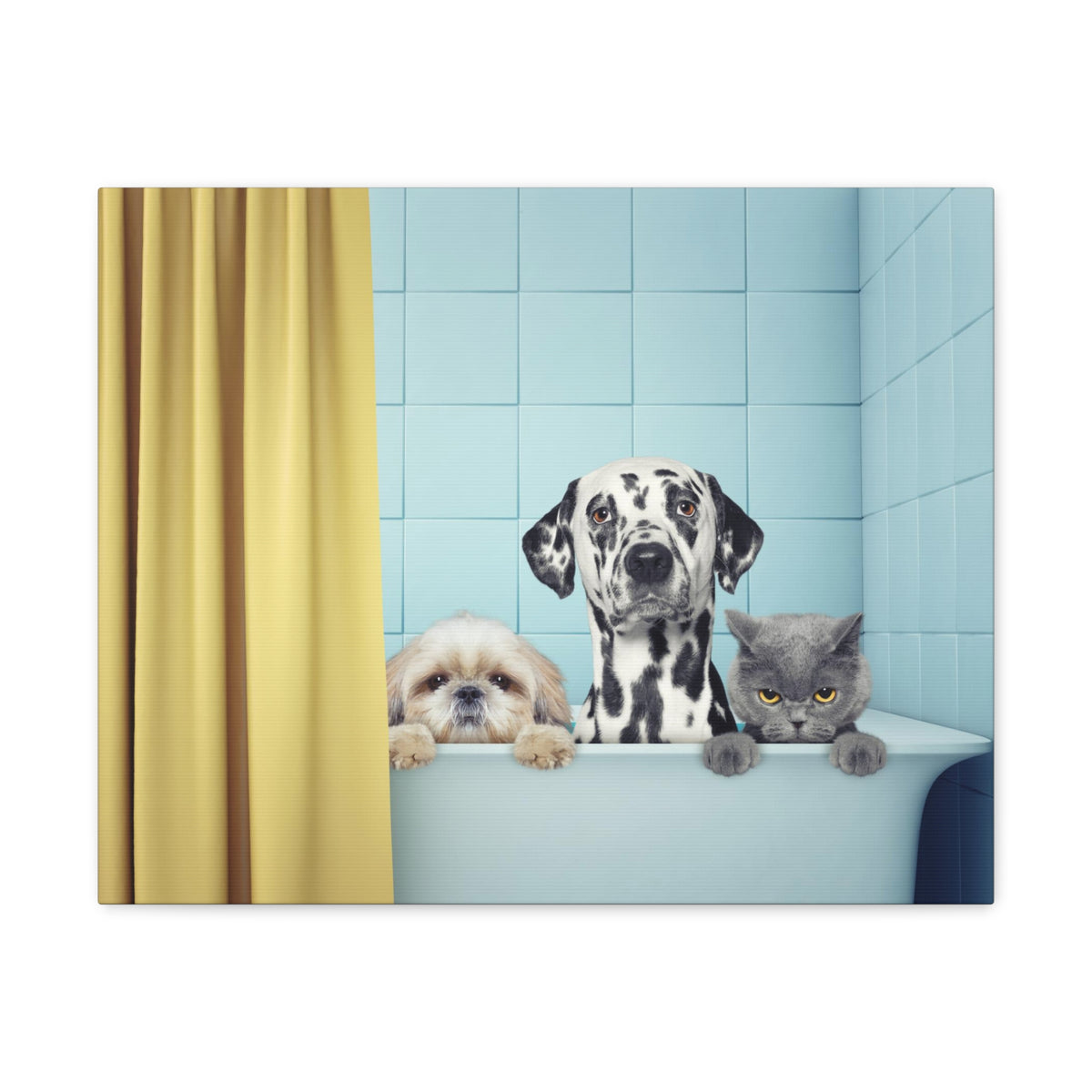 Cute Two Dogs and Cat Canvas Wall Art for Home Decor Ready-to-Hang-Express Your Love Gifts