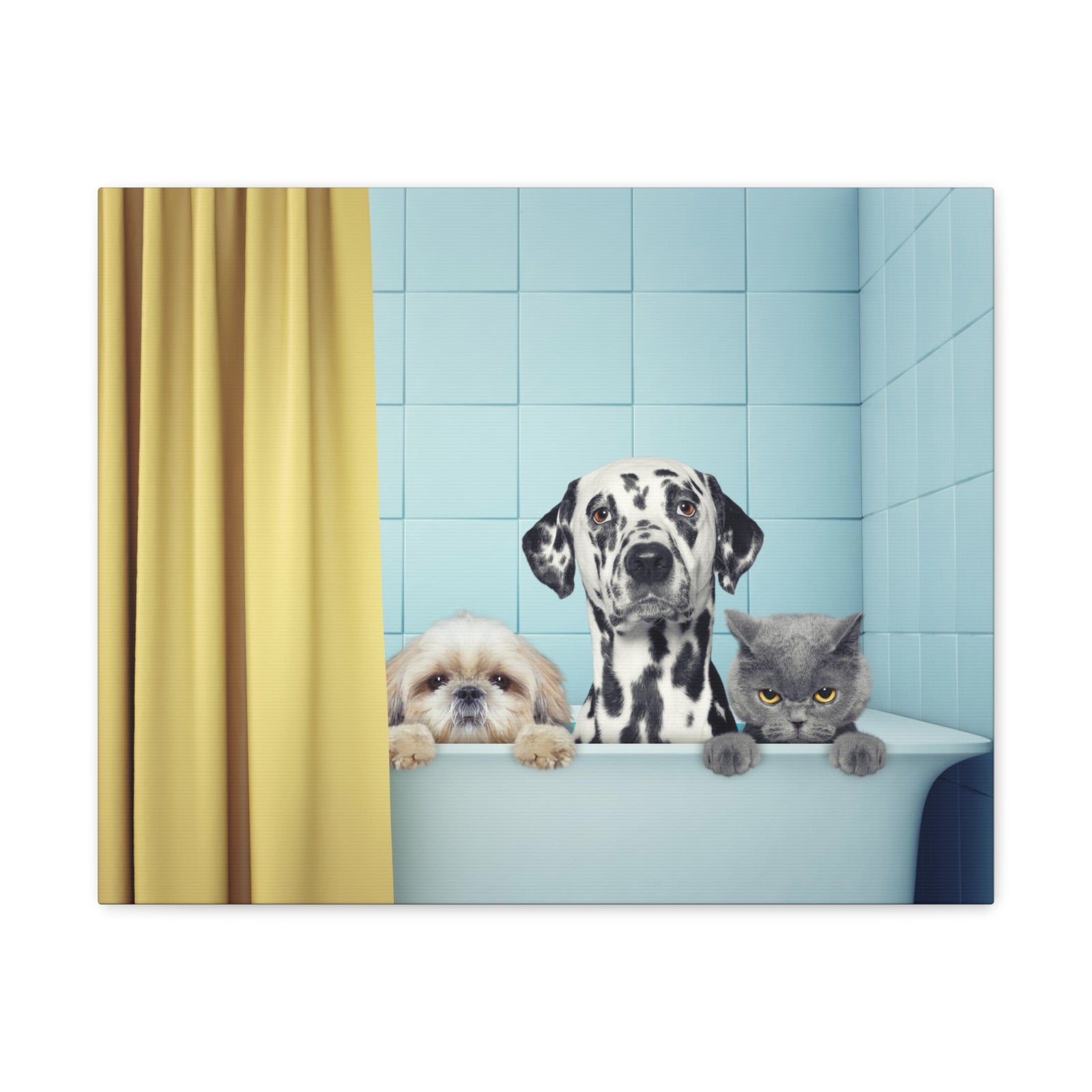 Cute Two Dogs and Cat Canvas Wall Art for Home Decor Ready-to-Hang-Express Your Love Gifts