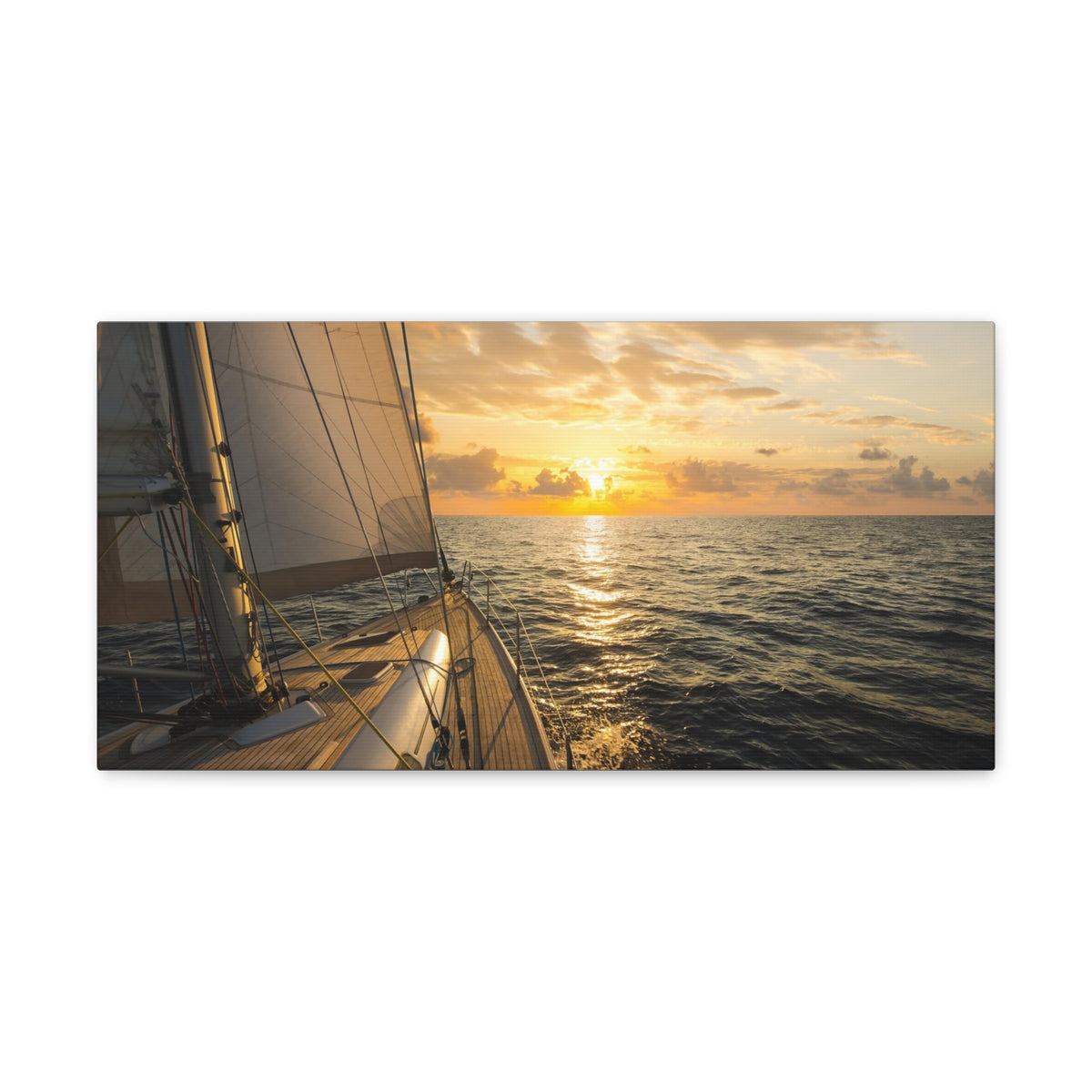 Sailboat Sailing In Mediterranean Sea At Sunset Ocean Canvas Wall Art for Home Decor Ready-to-Hang-Express Your Love Gifts