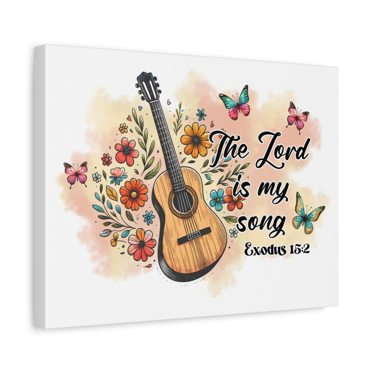 Scripture Walls Exodus 15:2 The Lord is My Song Bible Verse Canvas Christian Wall Art Ready to Hang Unframed-Express Your Love Gifts