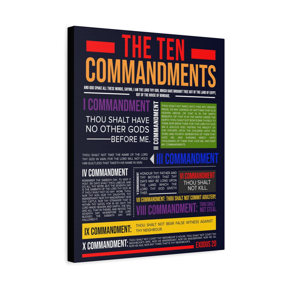 Ten Commandments Canvas Print Scripture Wall Art Christian Home Decor-Express Your Love Gifts
