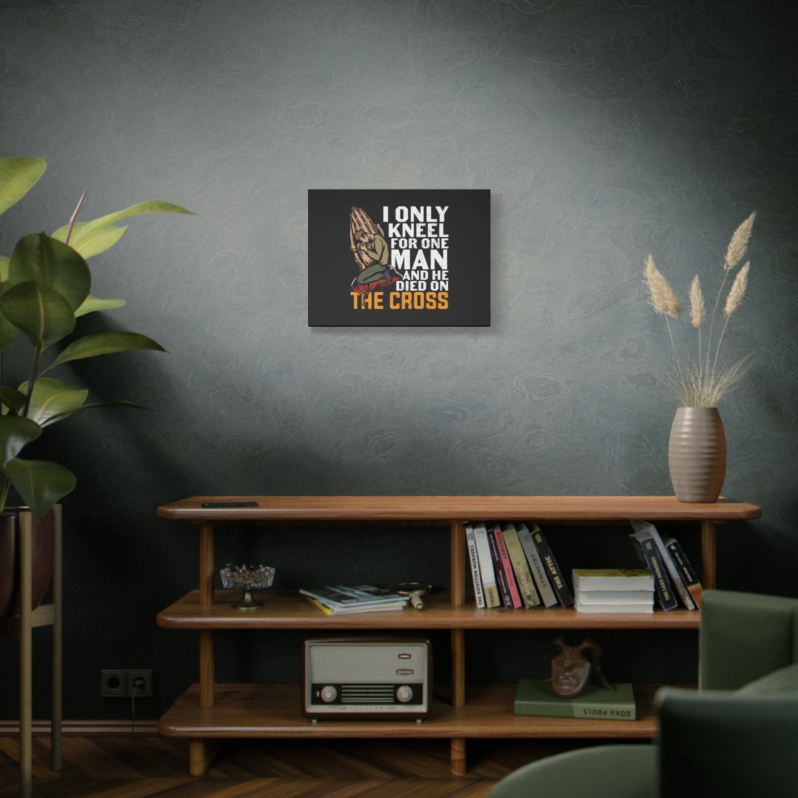 Scripture Canvas Only Kneel For One Man Psalm 95:6 Christian Wall Art Bible Verse Print Ready to Hang-Express Your Love Gifts