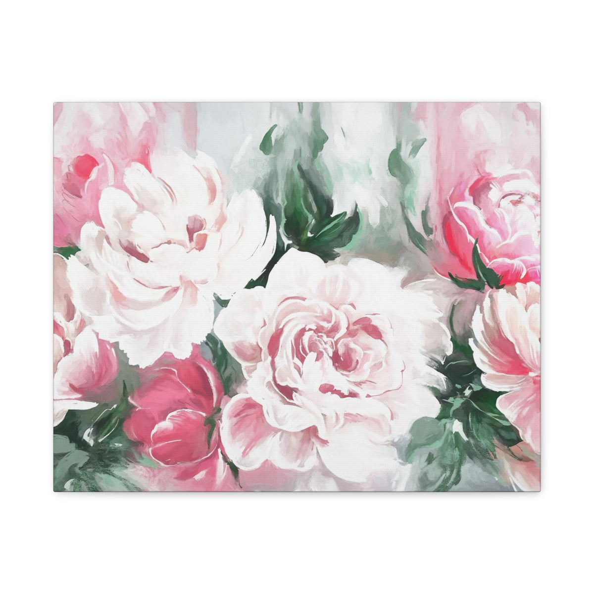 Pink And White Flower Rose And Peonies Flower Canvas Wall Art for Home Decor Ready-to-Hang-Express Your Love Gifts