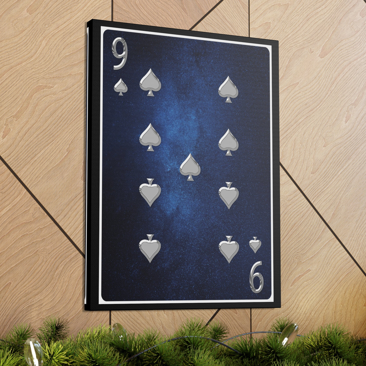 Nine Of Spades Space Background Playing Card Canvas Wall Art for Home Decor Ready-to-Hang-Express Your Love Gifts