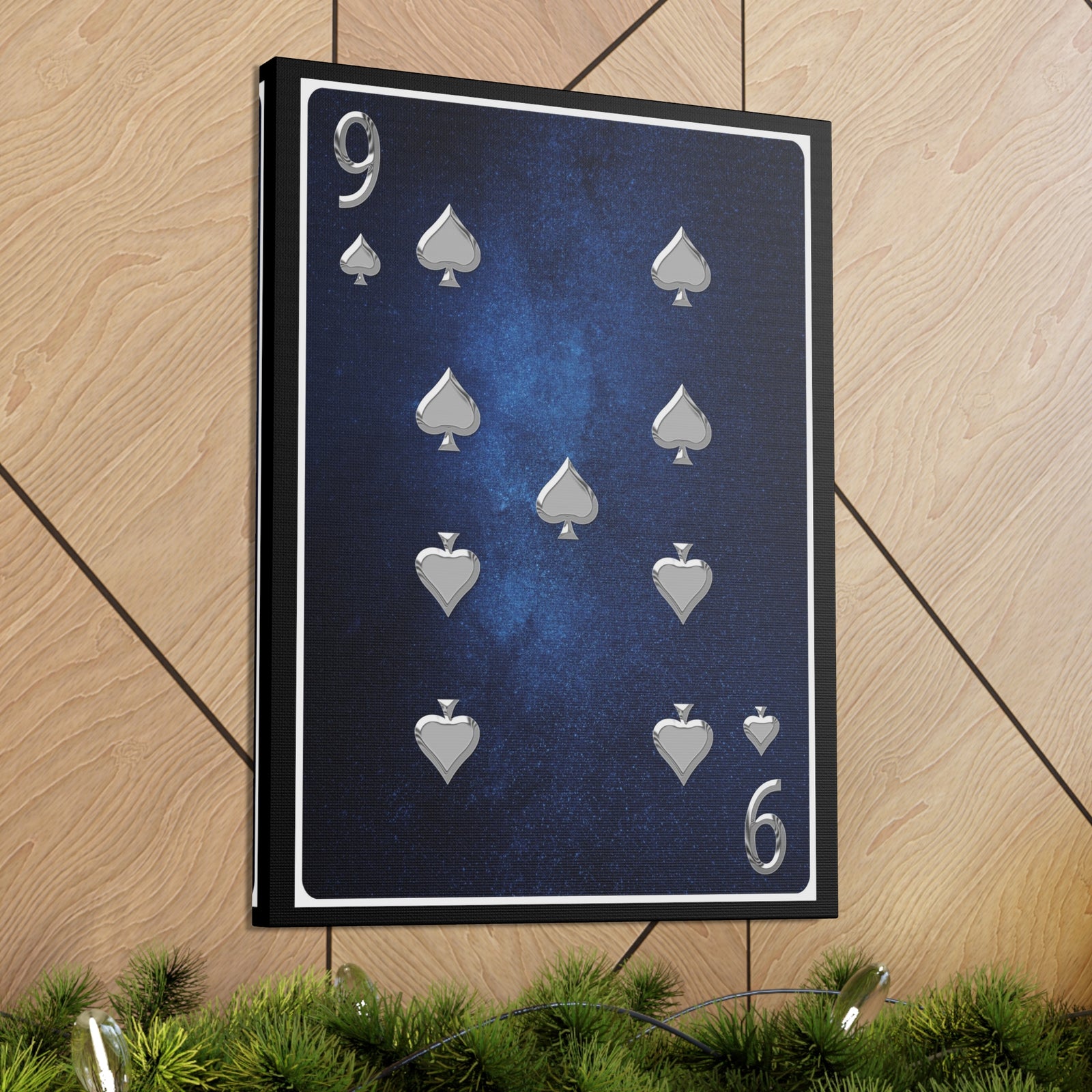 Nine Of Spades Space Background Playing Card Canvas Wall Art for Home Decor Ready-to-Hang-Express Your Love Gifts