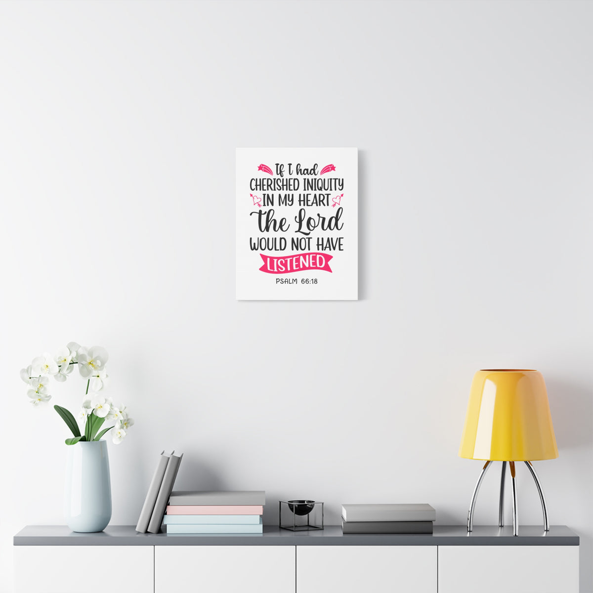 Scripture Canvas In My Heart Psalm 66:18 Christian Wall Art Bible Verse Print Ready to Hang-Express Your Love Gifts