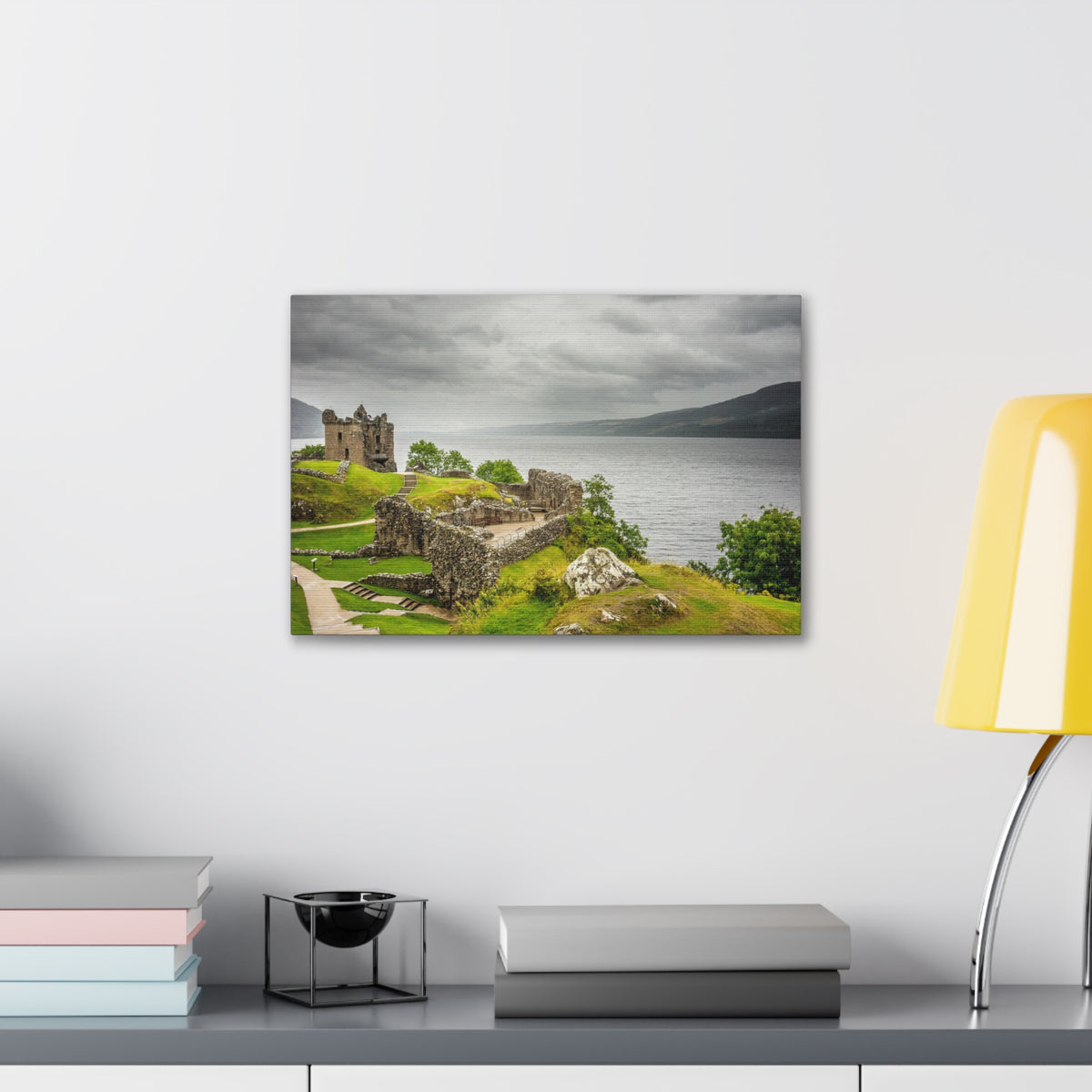 Loch Ness Scotland Modern Ruins of Urquhart Castle Multicolor Scenic Nature Photography Canvas Home Office Decor Ready to Hang-Express Your Love Gifts