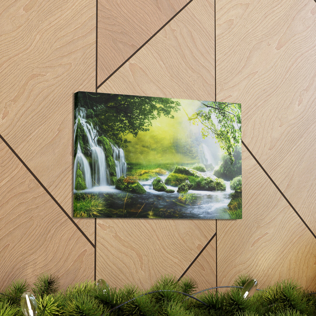 Tropical Forest Falls Nature Wilderness Photography Canvas Wall Art for Home Decor Ready-to-Hang-Express Your Love Gifts
