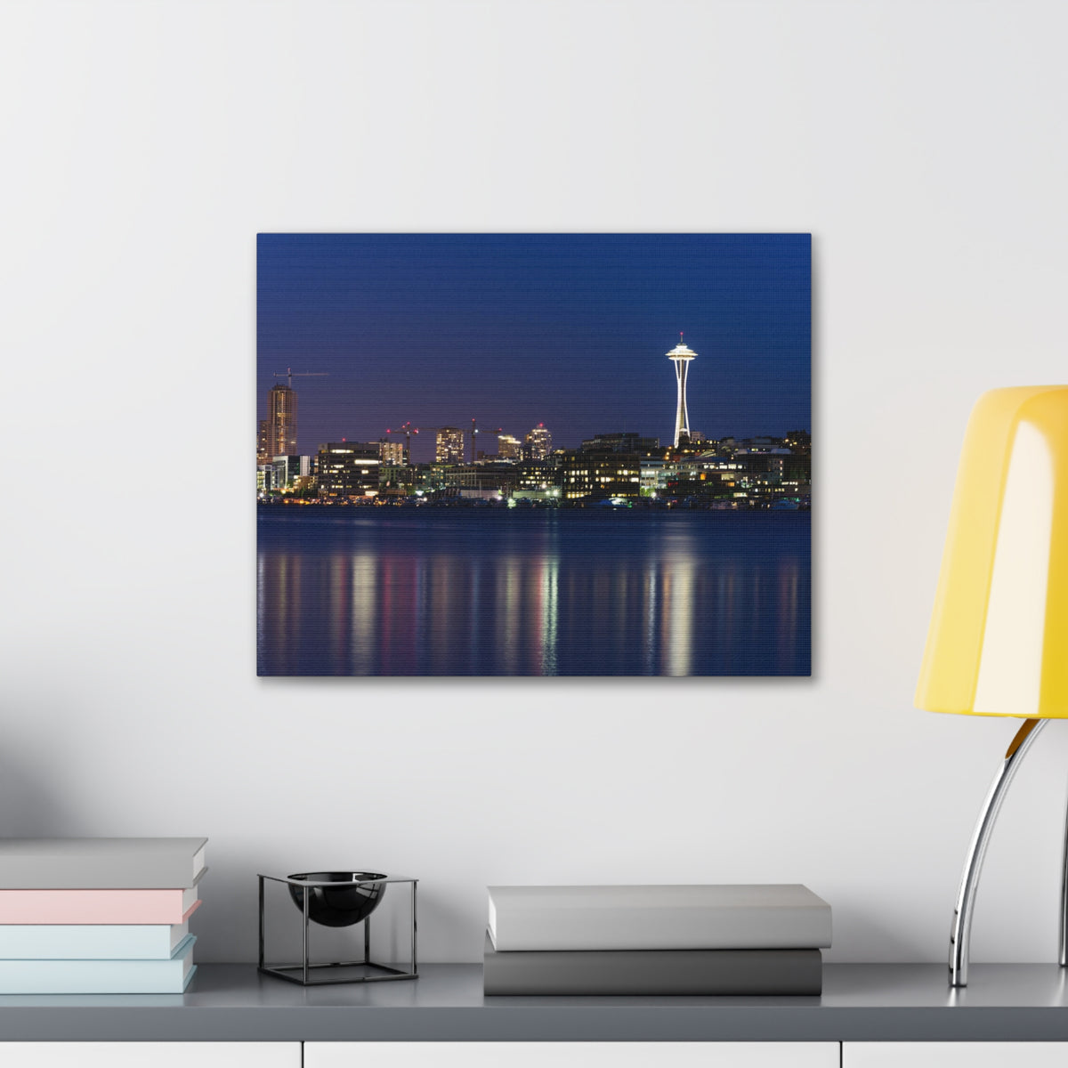 Seattle Night Skyline Canvas Artwork High-Quality Breathtaking Stunning Cityscape for Home Decor Ready to Hang-Express Your Love Gifts