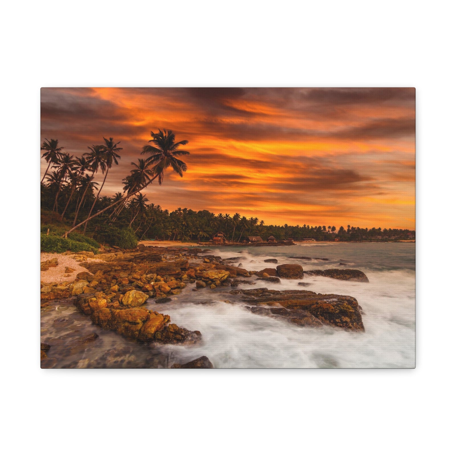 Sunset Beach With Coconut Palms Ocean Canvas Wall Art for Home Decor Ready-to-Hang-Express Your Love Gifts