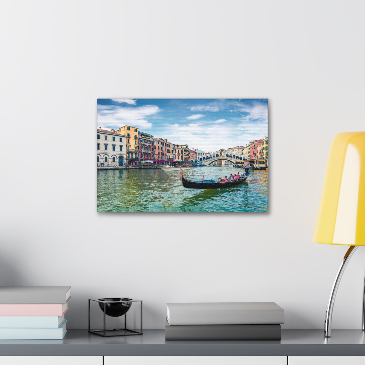 Venice Rialto Bridge Blue Sky Nature Wilderness Photography Canvas Wall Art for Home Decor Ready-to-Hang-Express Your Love Gifts