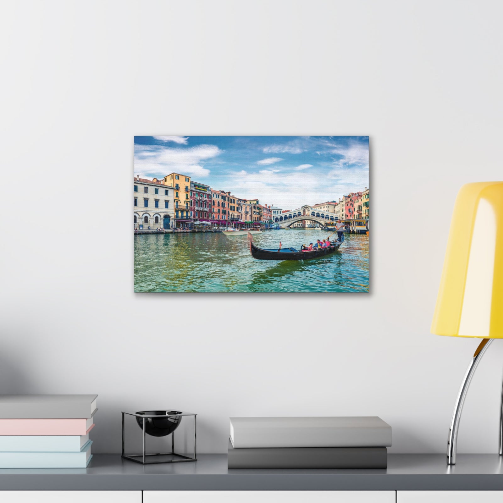 Venice Rialto Bridge Blue Sky Nature Wilderness Photography Canvas Wall Art for Home Decor Ready-to-Hang-Express Your Love Gifts