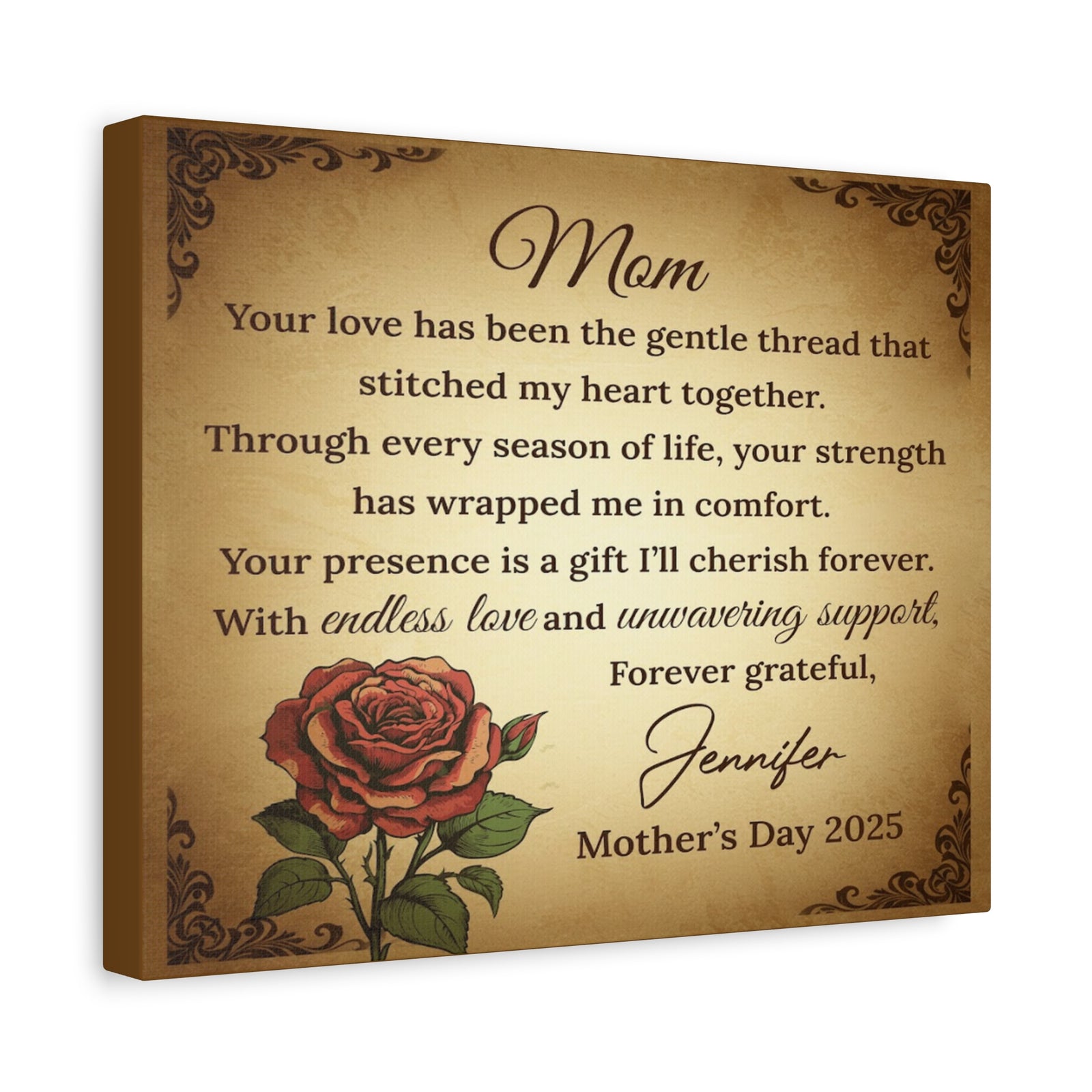 Personalized To Mom Forever Thankful for Your Love Custom Canvas Wall Art-Express Your Love Gifts