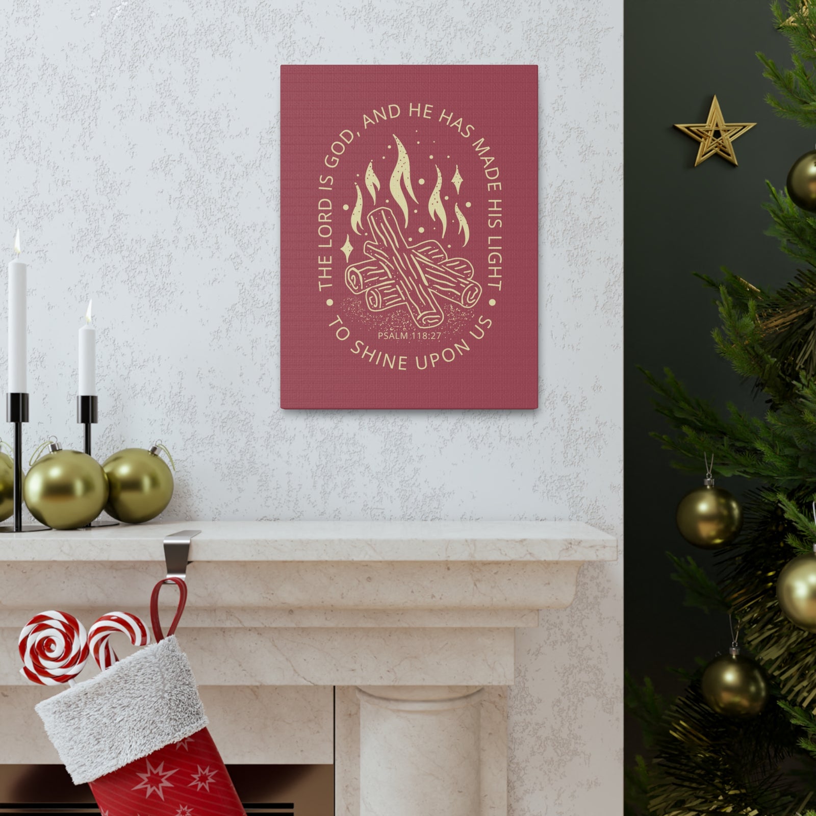 Scripture Canvas The Lord Is God Psalm 118:27 Christian Wall Art Bible Verse Print Ready To Hang-Express Your Love Gifts