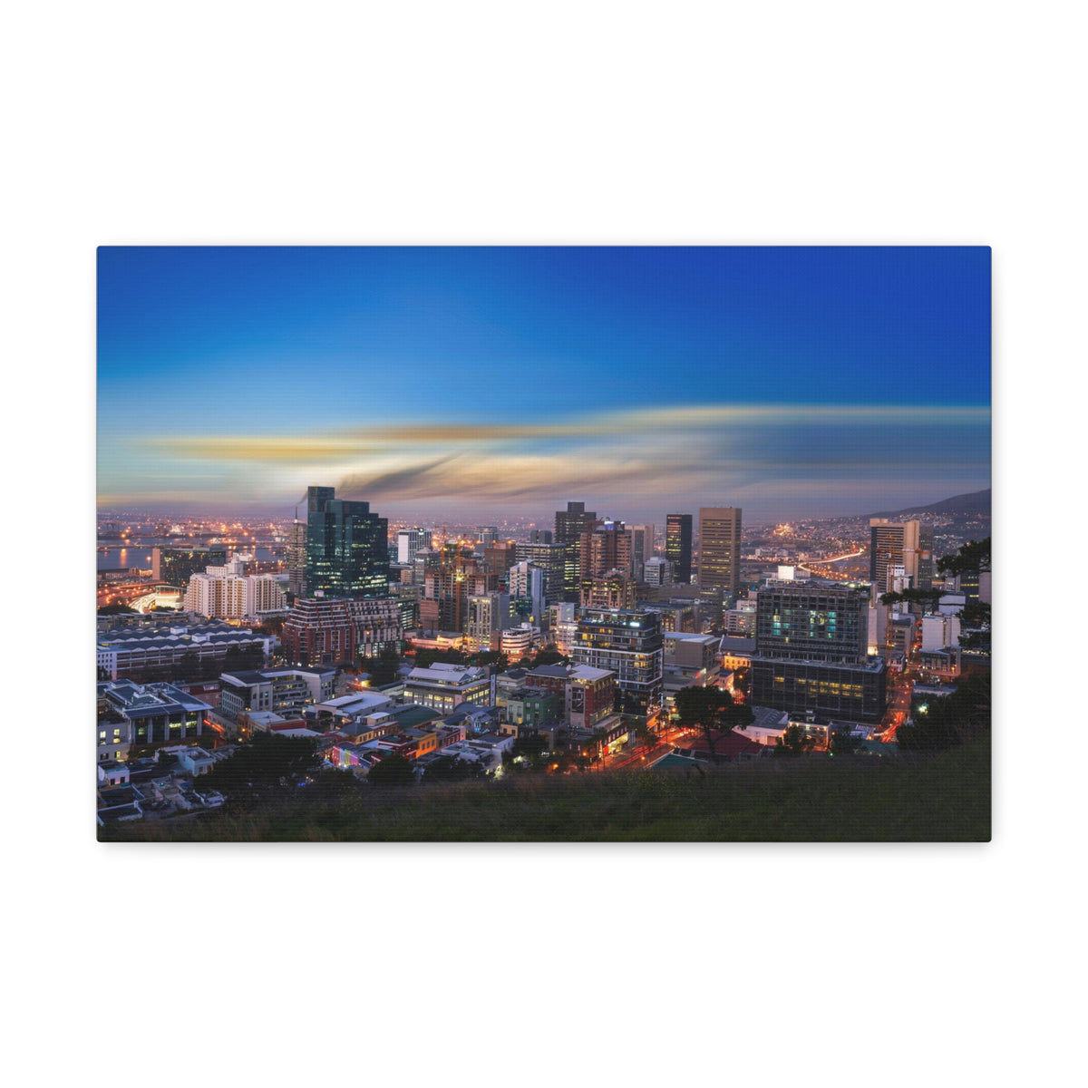Cape Town Night Skyline Canvas Artwork High-Quality Breathtaking Stunning Cityscape for Home Decor Ready to Hang-Express Your Love Gifts