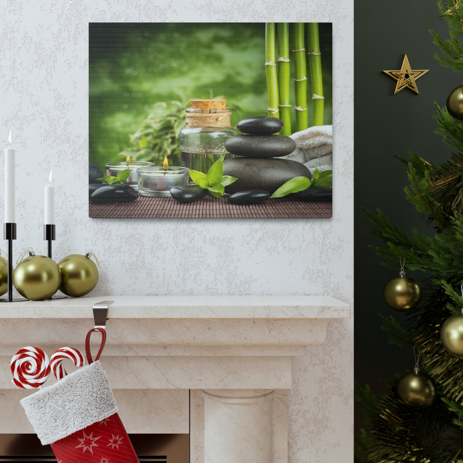 Massage Oil and Stones Forest Floral Nature Photography Canvas Wall Art for Home Decor Ready-to-Hang-Express Your Love Gifts