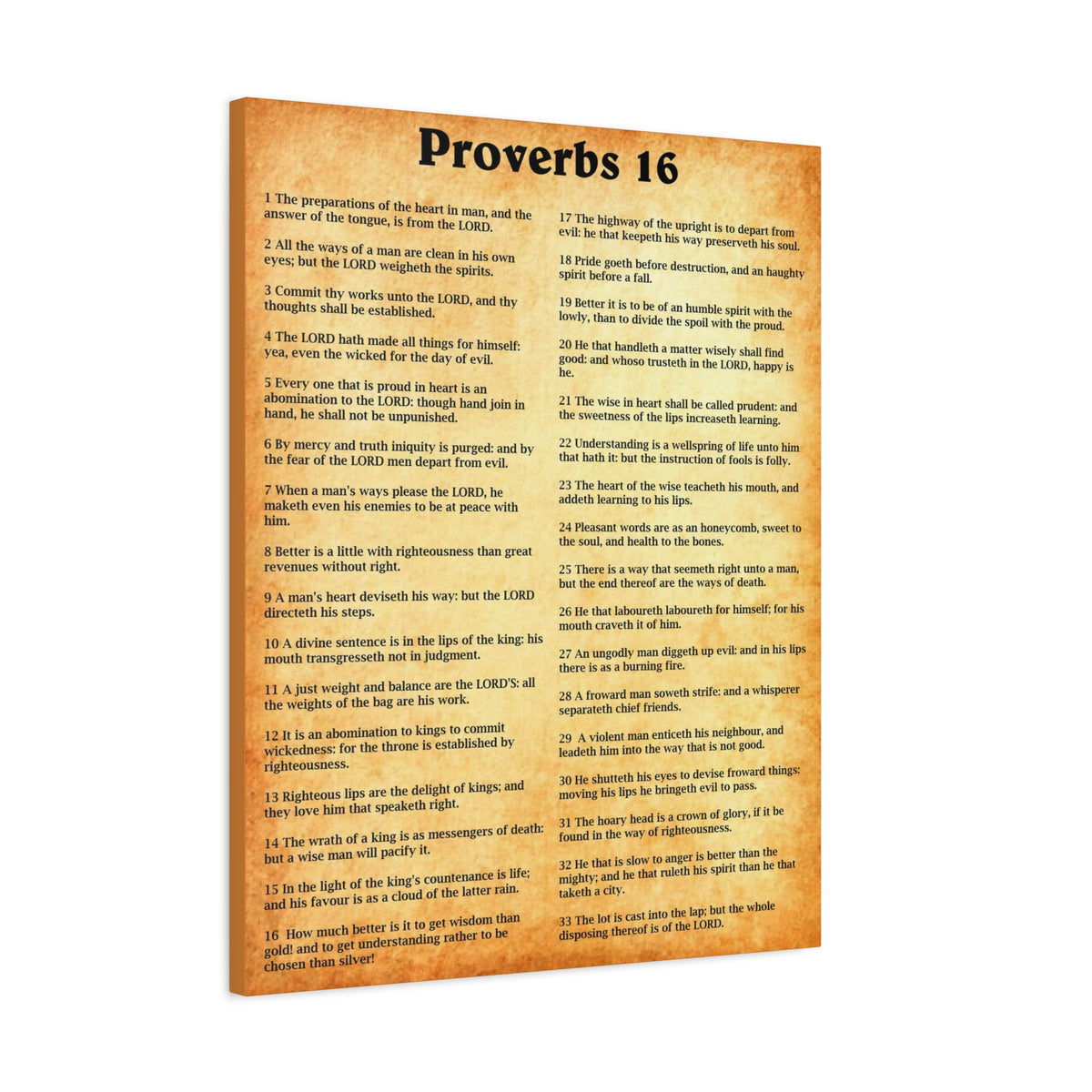 Scripture Walls Proverbs Chapter 16 Gold Bible Canvas Christian Wall Art Ready to Hang Unframed-Express Your Love Gifts