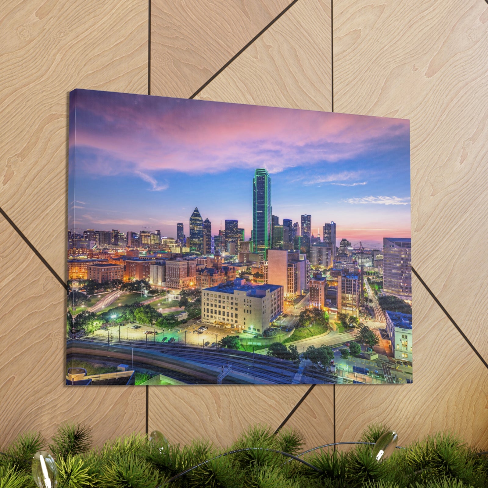 Dallas Night Skyline Canvas Artwork High-Quality Breathtaking Stunning Cityscape for Home Decor Ready to Hang-Express Your Love Gifts