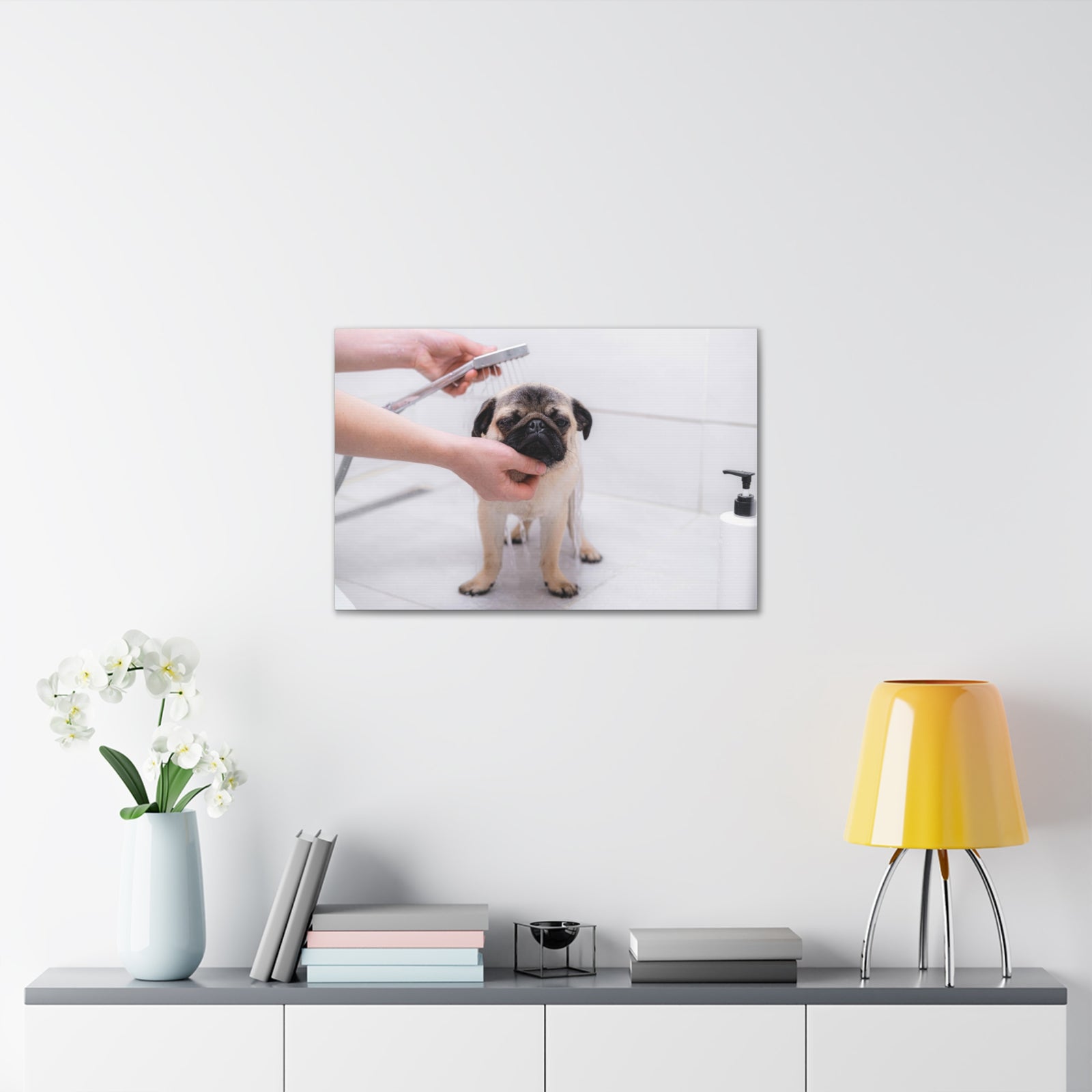 Cute Pug Bathee Canvas Wall Art for Home Decor Ready-to-Hang-Express Your Love Gifts