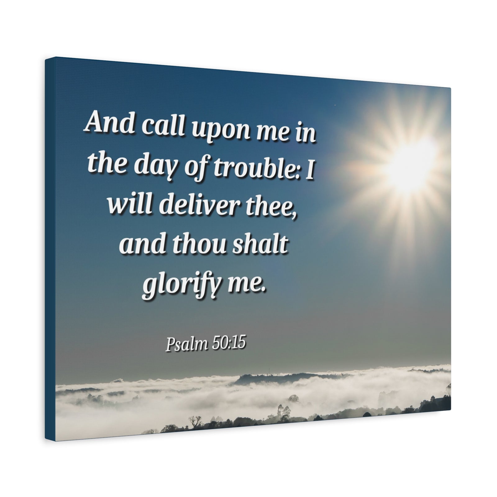 Scripture Canvas Day Of Trouble Psalms 50:15 Christian Wall Art Bible Verse Print Ready to Hang-Express Your Love Gifts