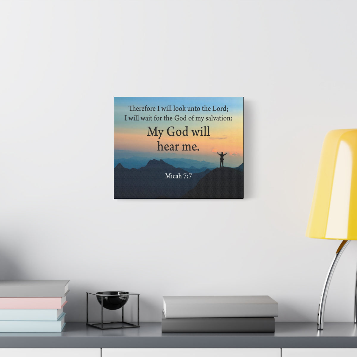 Scripture Walls My God Will Hear Me Micah 7:7 Bible Verse Canvas Christian Wall Art Ready to Hang-Express Your Love Gifts