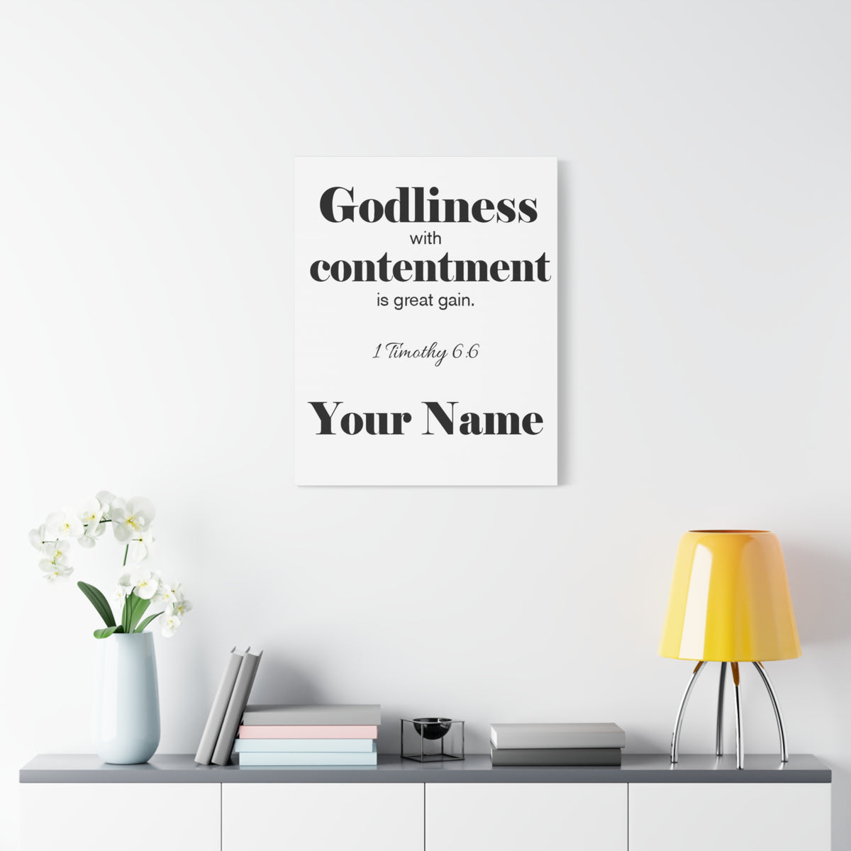 Personalized Godliness 1 Timothy 6:6 Bible Chapter Canvas Christian Wall Art Ready to Hang-Express Your Love Gifts