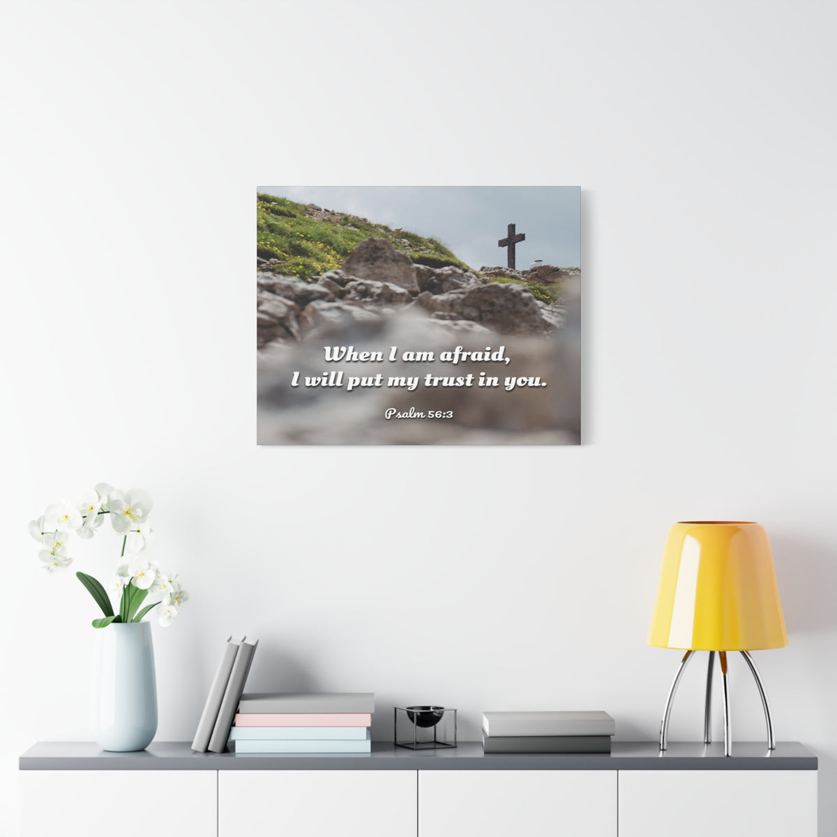 Scripture Canvas Trust In Thee Psalms 56:3 Christian Wall Art Bible Verse Print Ready to Hang-Express Your Love Gifts