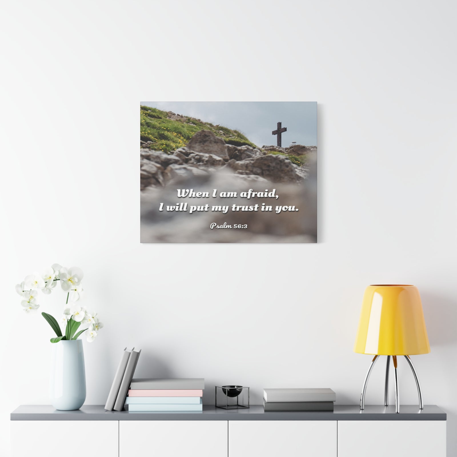 Scripture Canvas Trust In Thee Psalms 56:3 Christian Wall Art Bible Verse Print Ready to Hang-Express Your Love Gifts