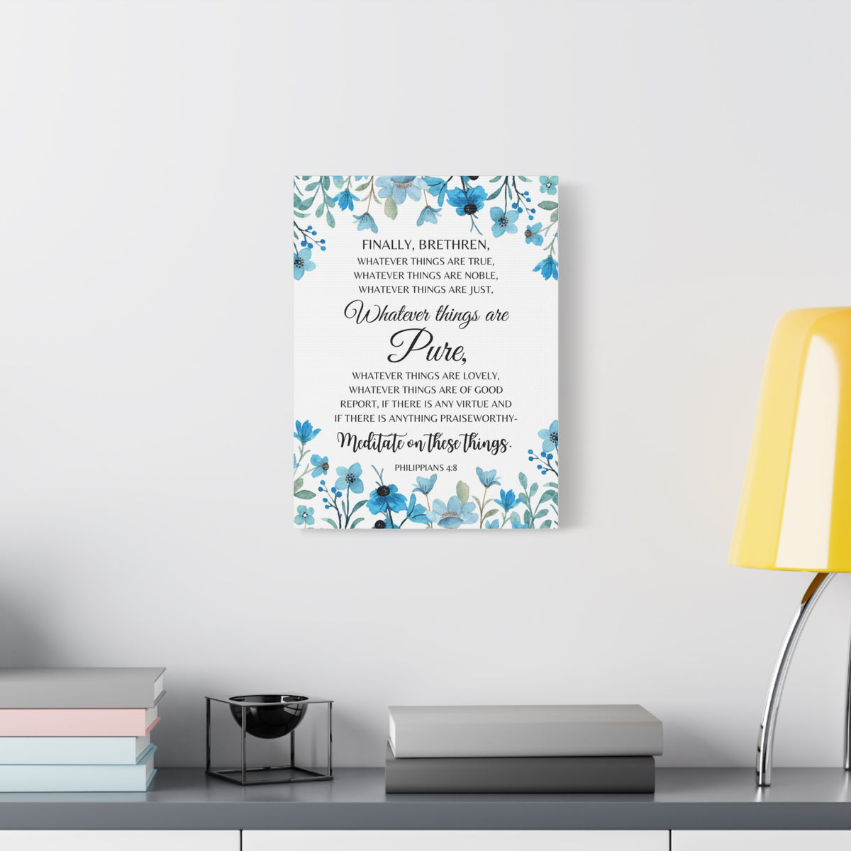 Scripture Walls Philippians 4:8 Meditate on Pure Things Bible Verse Canvas Christian Wall Art Ready to Hang Unframed-Express Your Love Gifts
