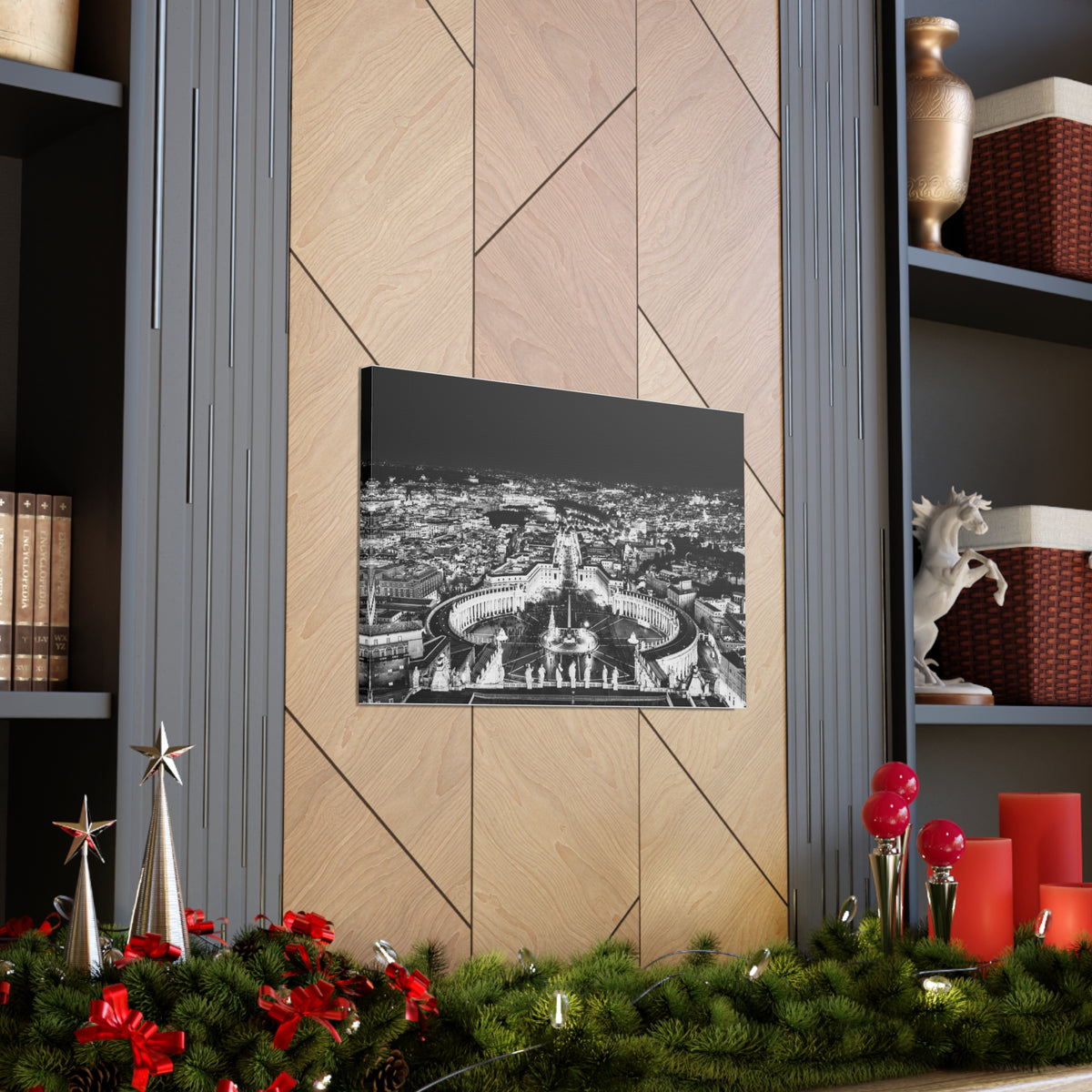 Rome Black And White Skyline Canvas Artwork High-Quality Breathtaking Stunning Cityscape for Home Decor Ready to Hang-Express Your Love Gifts