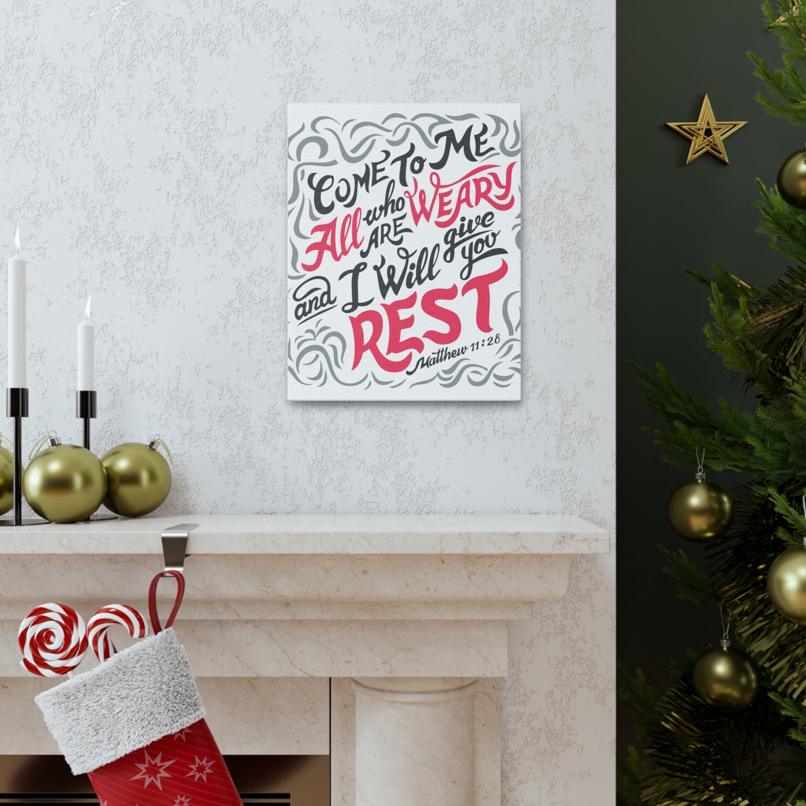 Scripture Canvas Come To Me All Matthew 11:28 Christian Wall Art Bible Verse Print Ready To Hang-Express Your Love Gifts