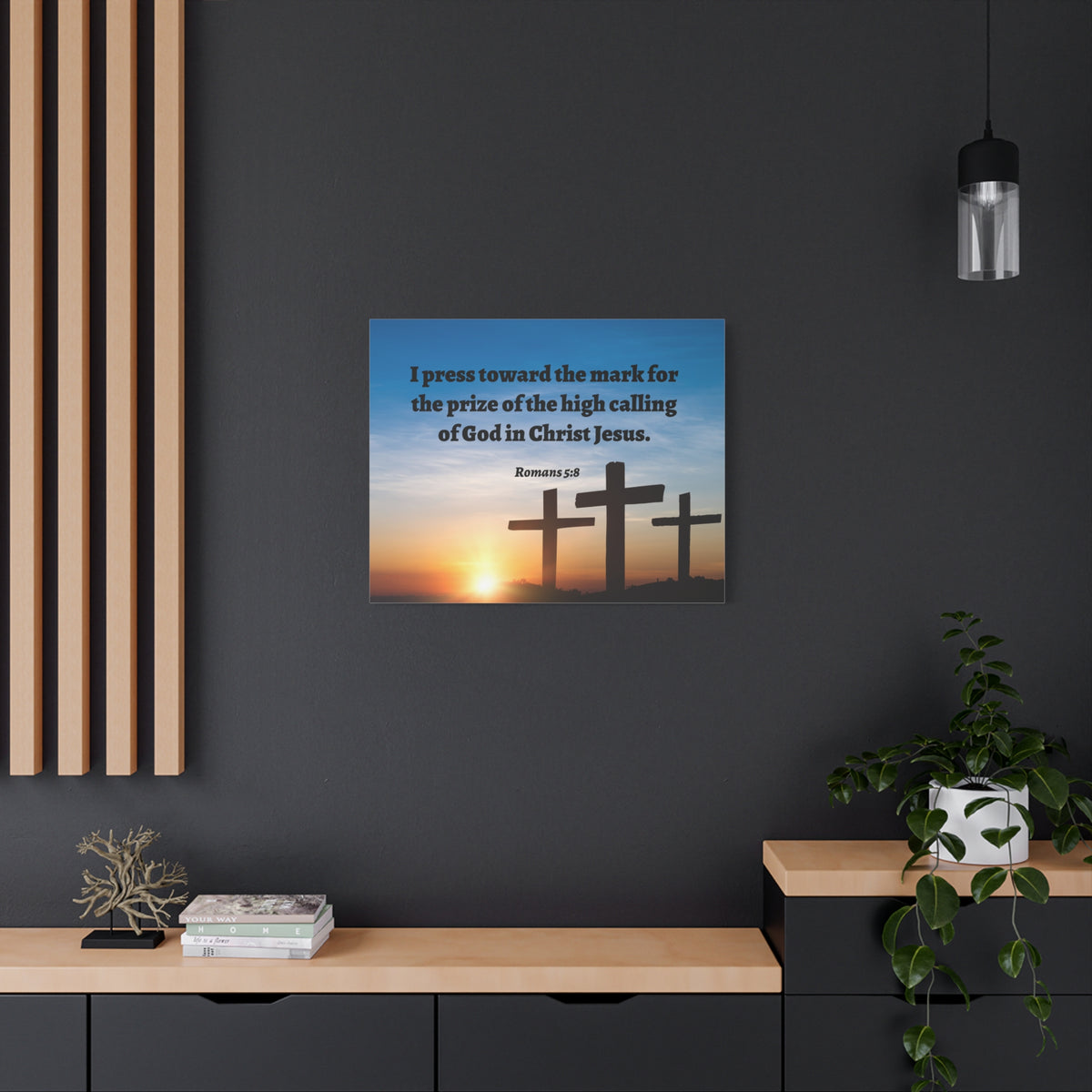 Scripture Walls High Calling Of God Romans 5:8 Bible Verse Canvas Christian Wall Art Ready to Hang-Express Your Love Gifts