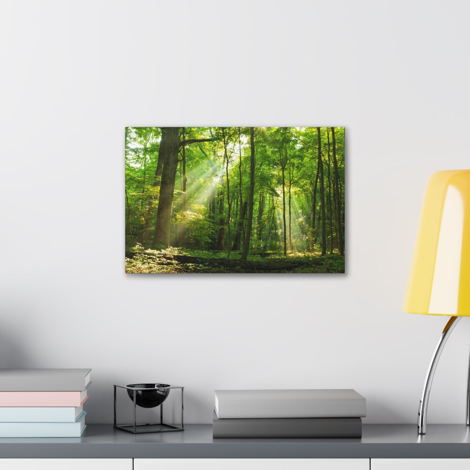Green Forest Summer Sunlight Nature Wilderness Photography Canvas Wall Art for Home Decor Ready-to-Hang-Express Your Love Gifts