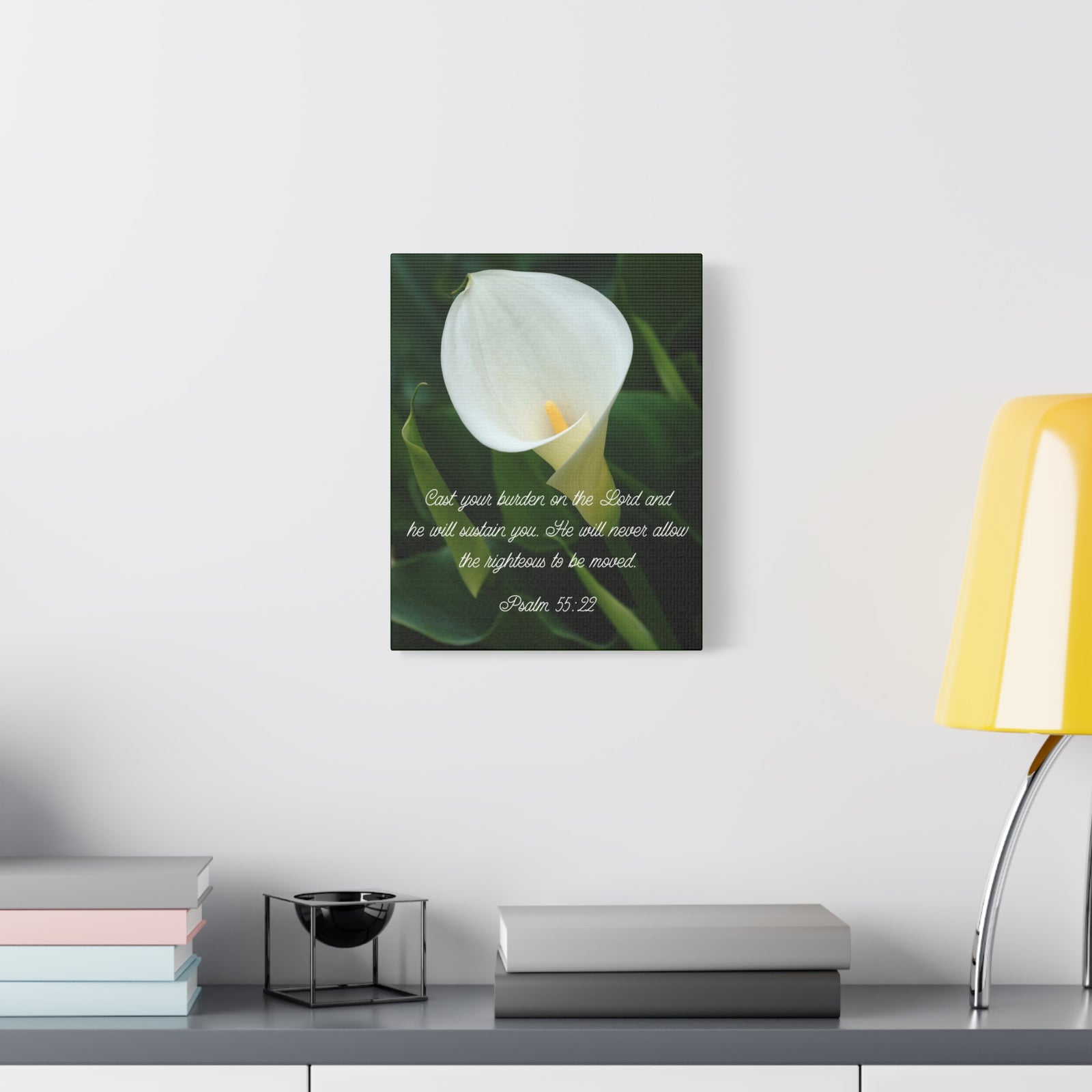 Scripture Canvas Cast Your Burden Psalm 55:22 Christian Wall Art Bible Verse Print Ready to Hang-Express Your Love Gifts