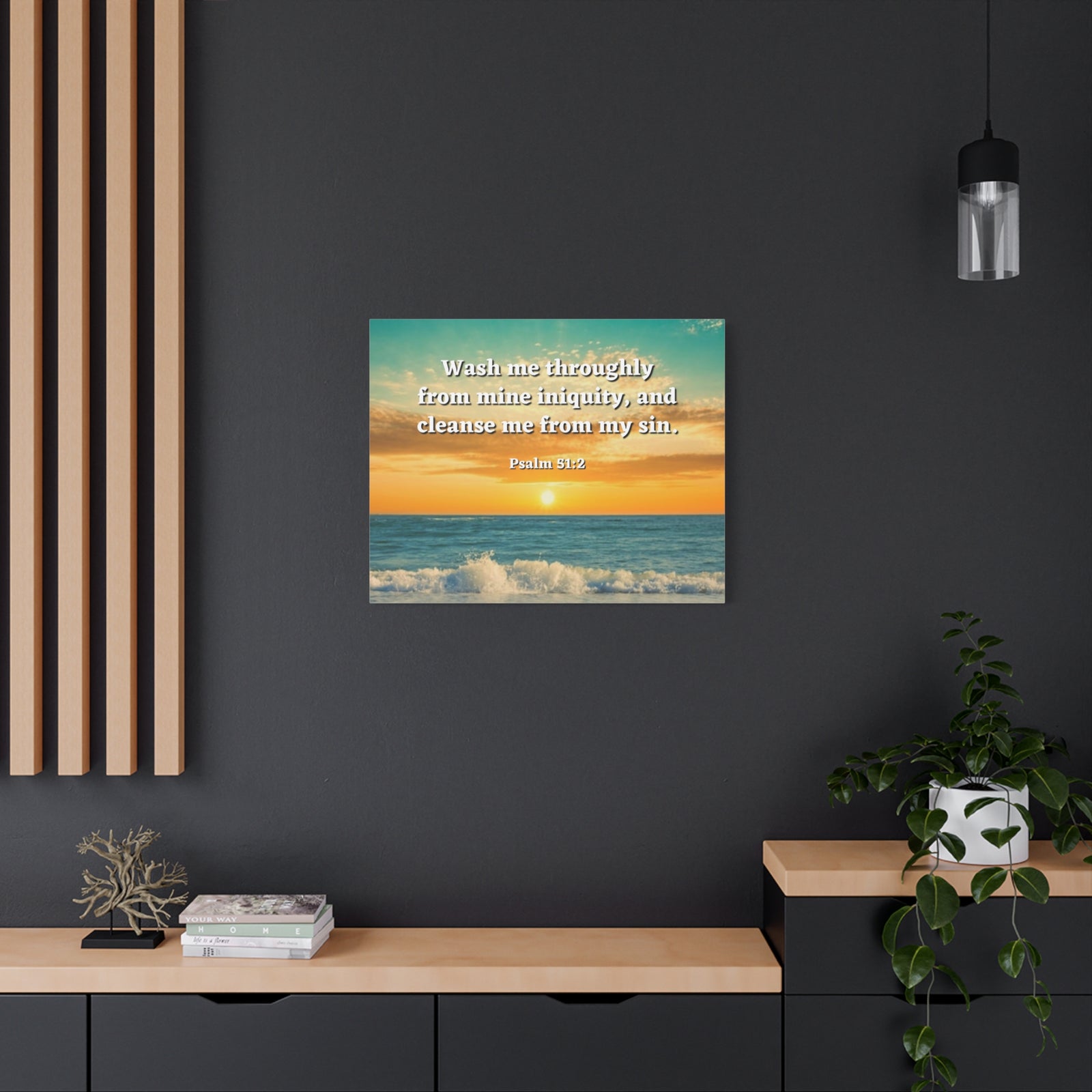 Scripture Canvas Washed Away Psalm 51:2 Christian Wall Art Bible Verse Print Ready to Hang-Express Your Love Gifts