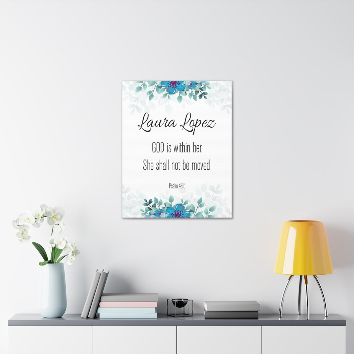 Personalized Scripture Walls God Is Within Her Psalm 46:5 Bible Chapter Canvas Christian Wall Art Ready to Hang-Express Your Love Gifts