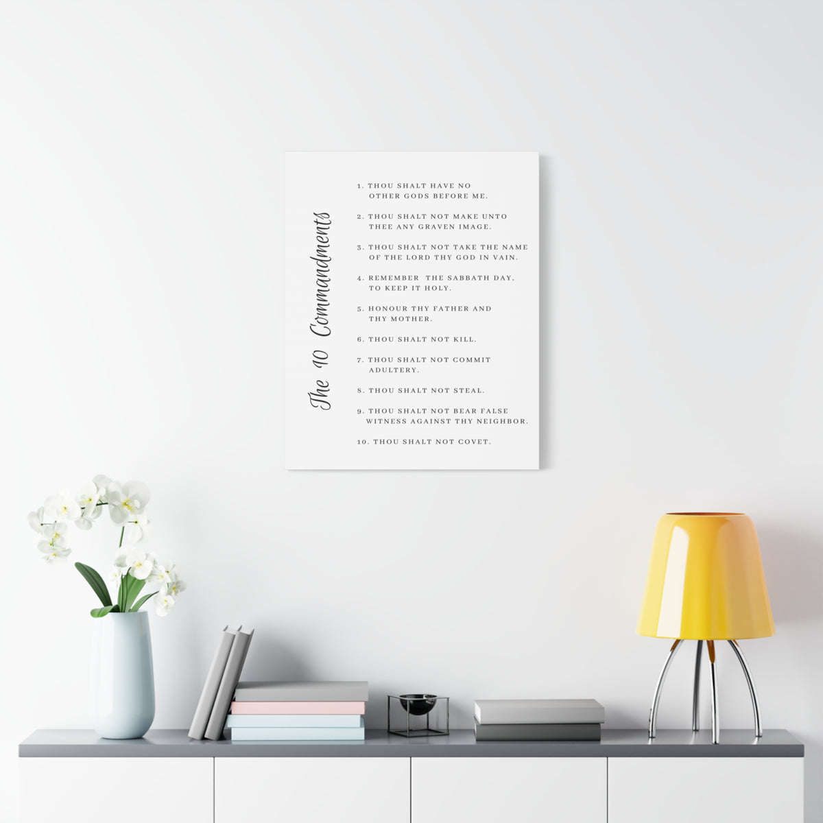 Scripture Canvas 10 Commandments White Side Christian Wall Art Print Ready to Hang-Express Your Love Gifts