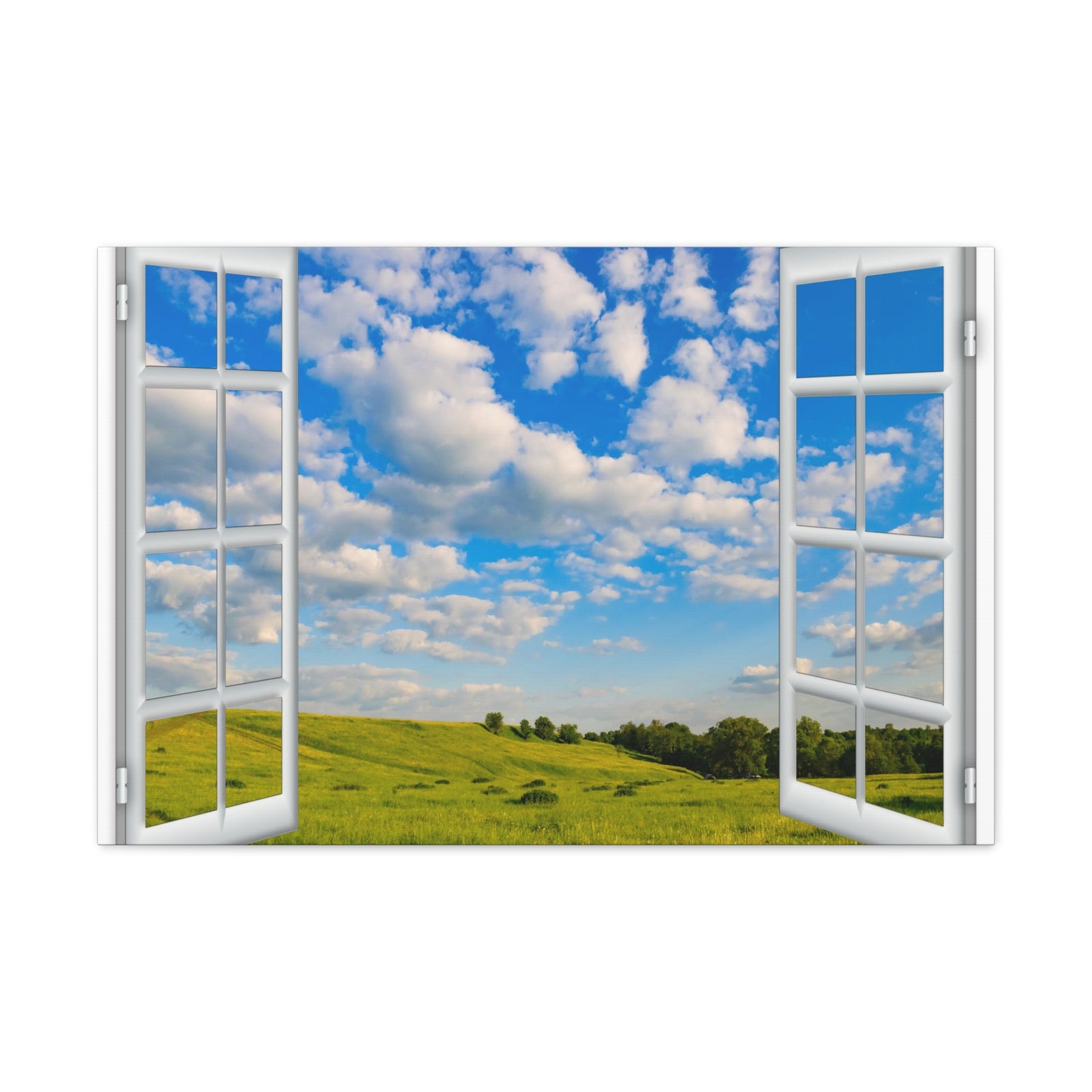 Canvas Print Wall Art Window Plain Field View Nature Photography Realism Scenic Landscape Colorful Multicolor for Home Decor Ready to Hang-Express Your Love Gifts