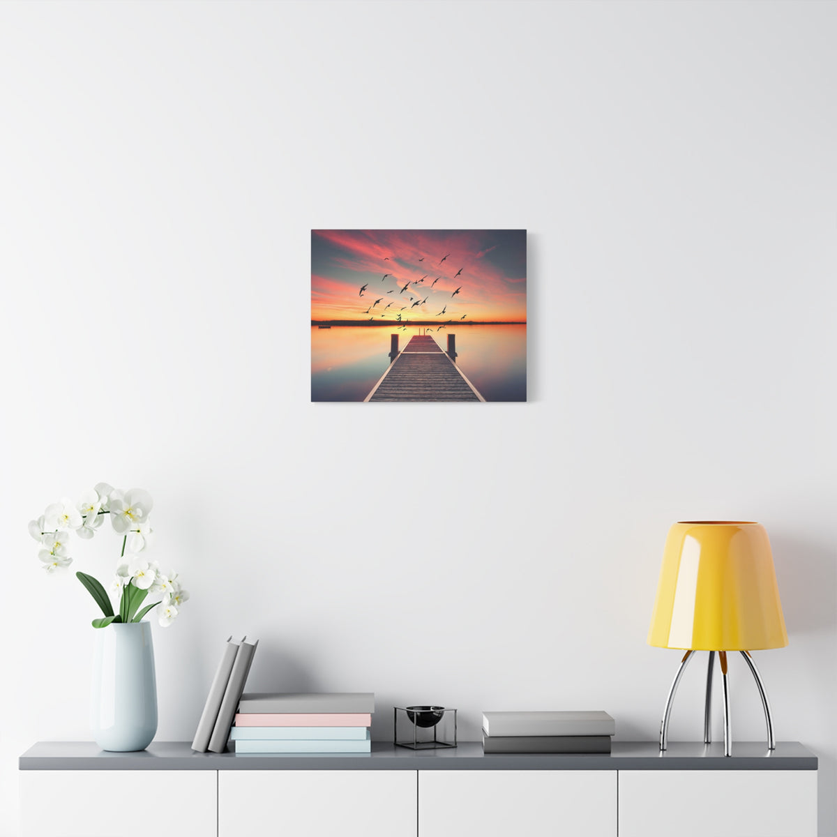 Evening Beach Pier Nature Wilderness Photography Canvas Wall Art for Home Decor Ready-to-Hang-Express Your Love Gifts