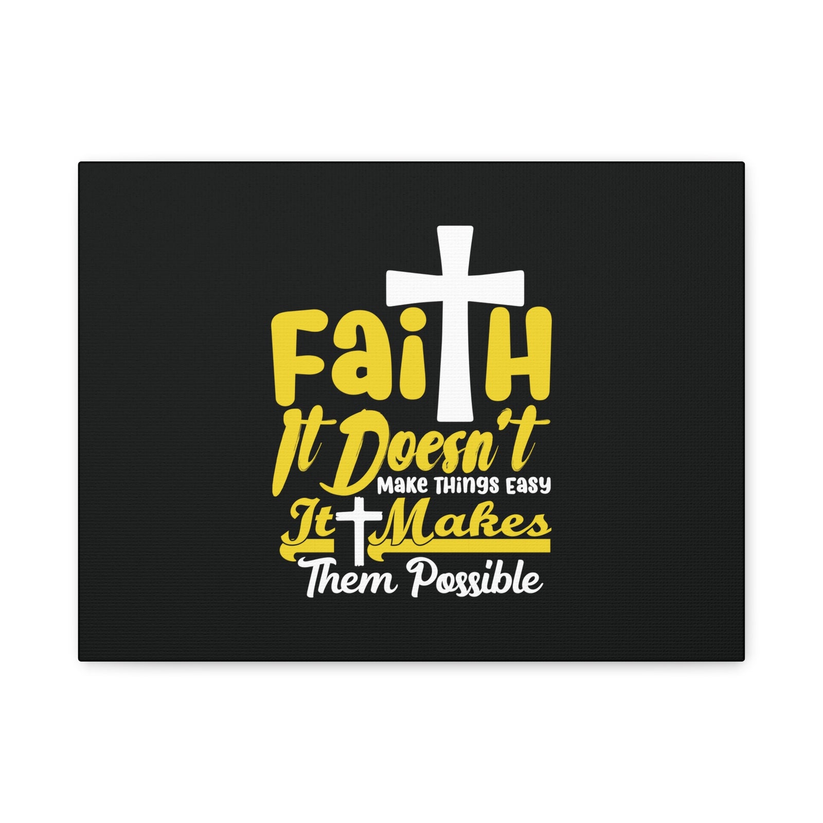 Scripture Canvas Faith Yellow Luke 1:37 Christian Wall Art Bible Verse Print Ready to Hang-Express Your Love Gifts