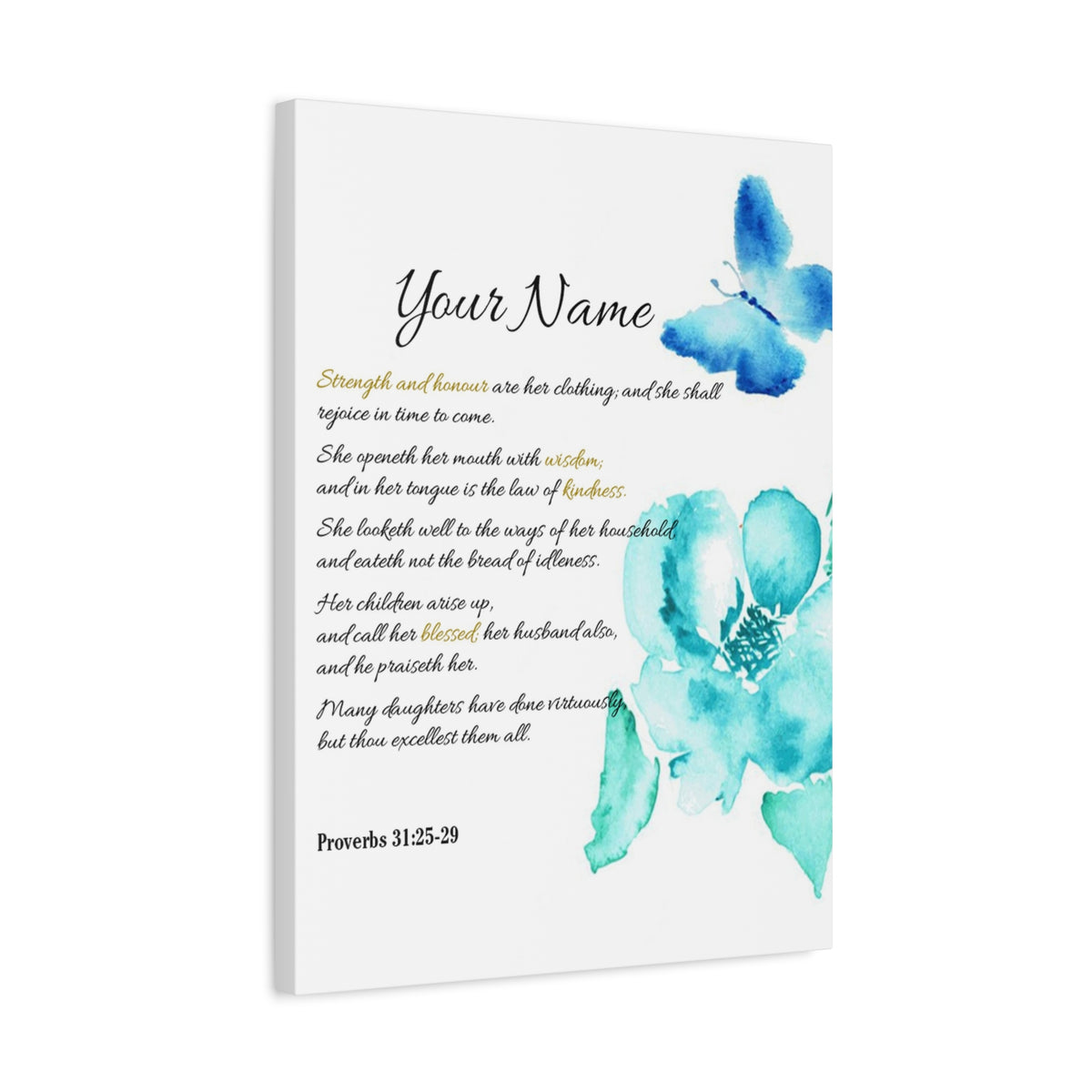 Personalized She is Strong Proverbs 31:25-29 Bible Chapter Canvas Christian Wall Art Ready to Hang-Express Your Love Gifts