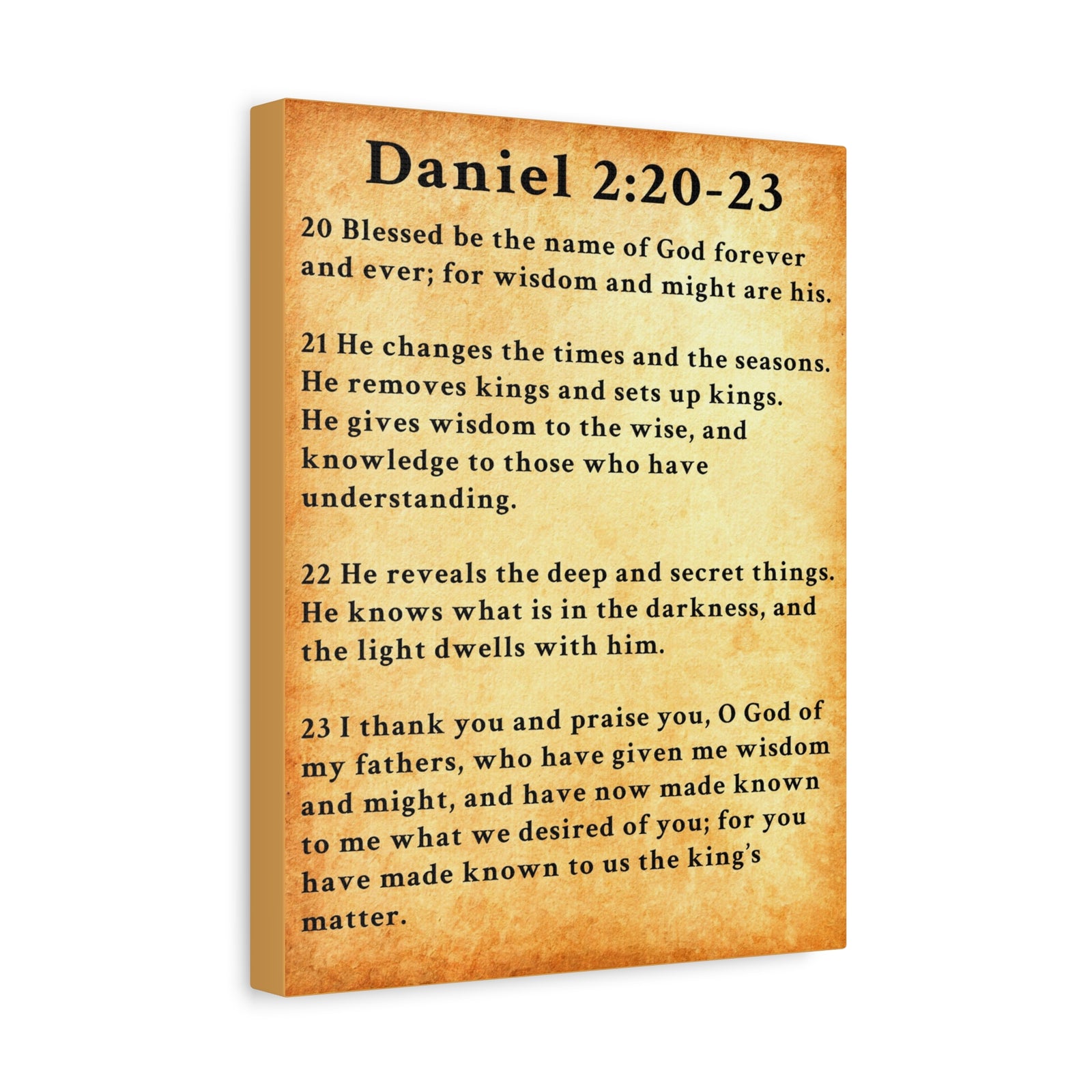 Scripture Walls Daniel 2:20-23 Daniel's Prayer of Praise Gold Bible Verse Canvas Christian Wall Art Ready to Hang Unframed-Express Your Love Gifts
