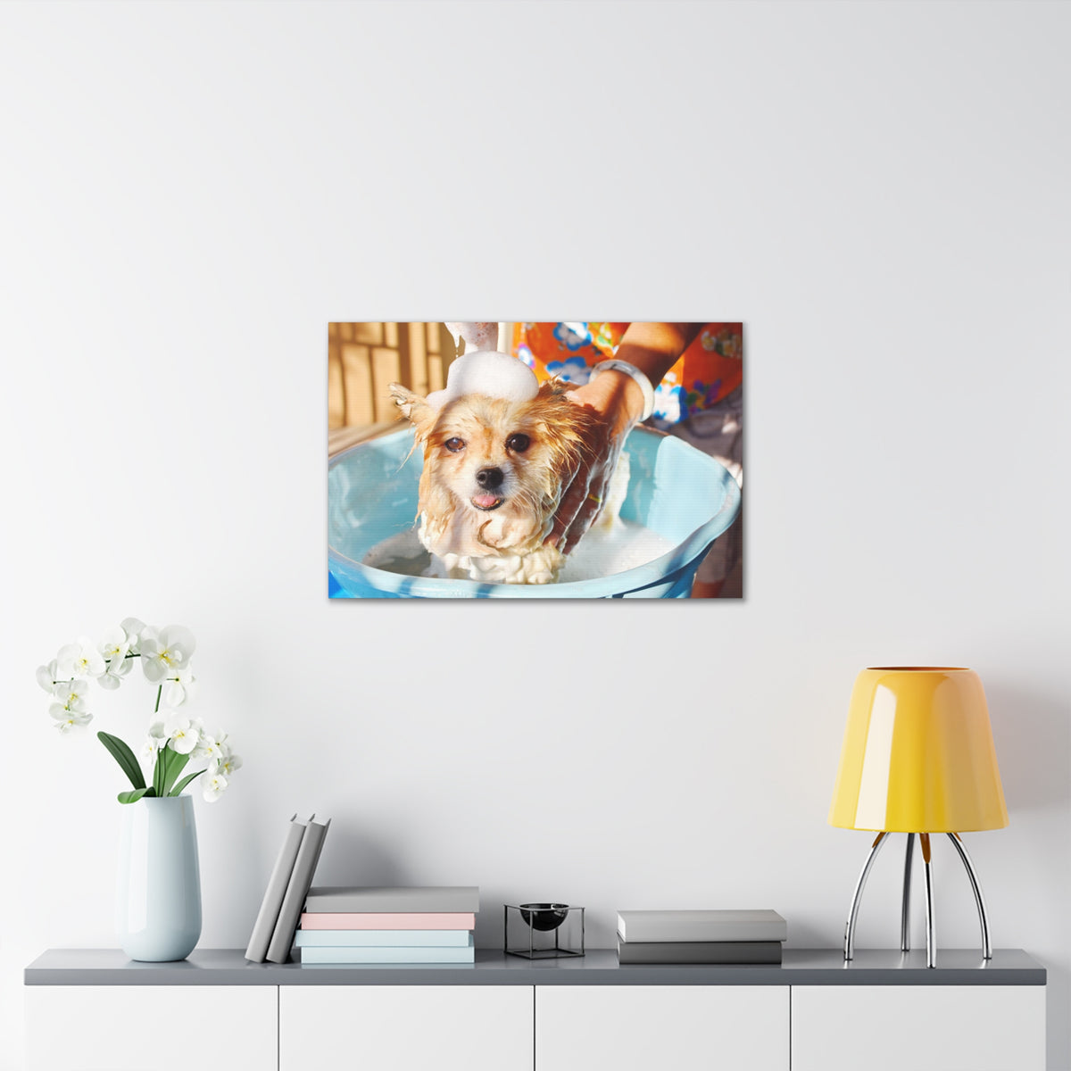 Cute Pomeranian Bathee Canvas Wall Art for Home Decor Ready-to-Hang-Express Your Love Gifts