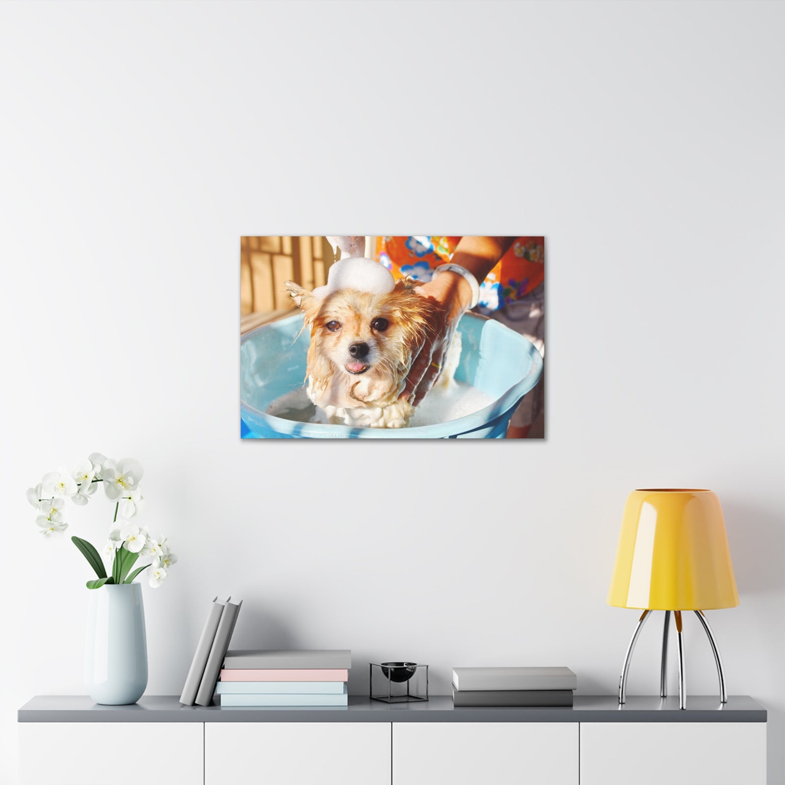Cute Pomeranian Bathee Canvas Wall Art for Home Decor Ready-to-Hang-Express Your Love Gifts